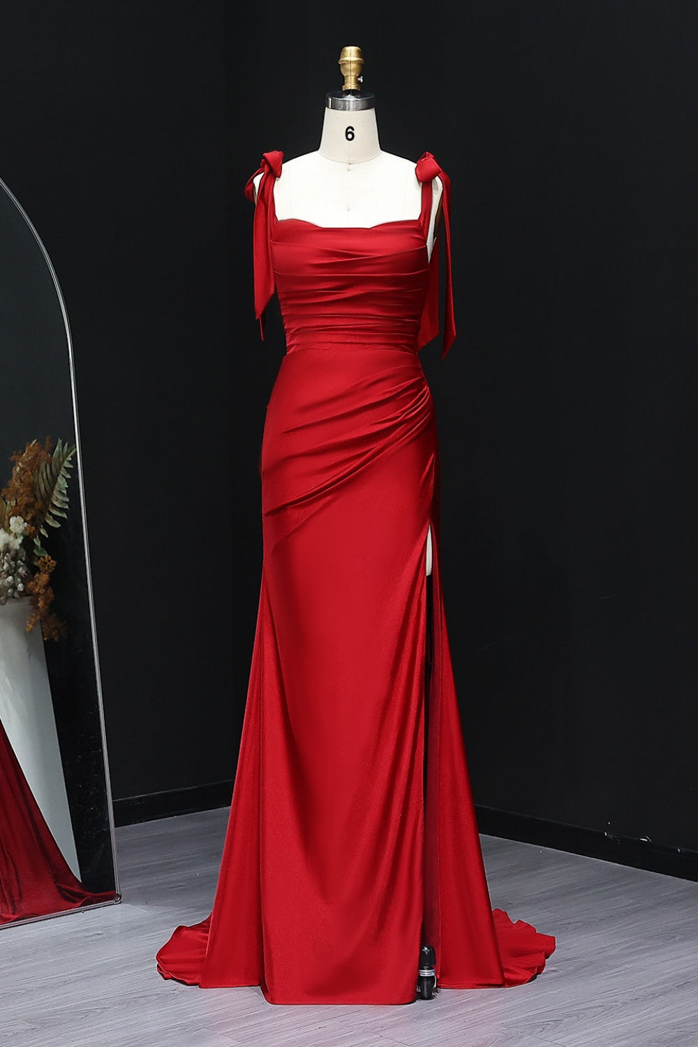 Royal Blue Satin Deep V-Neck Mermaid Prom Dress SH299 Sheer Fairy