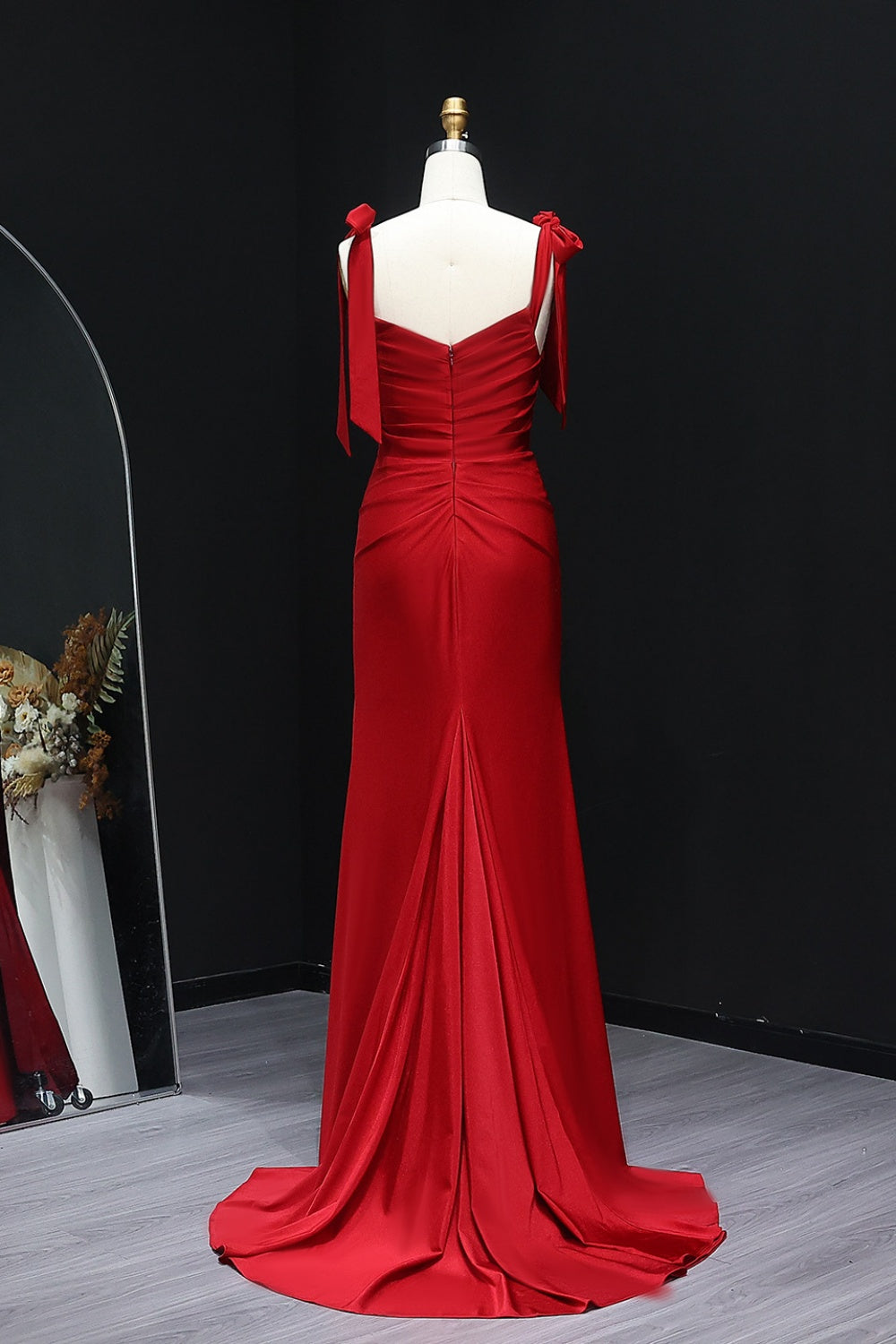 Royal Blue Satin Deep V-Neck Mermaid Prom Dress SH299 Sheer Fairy