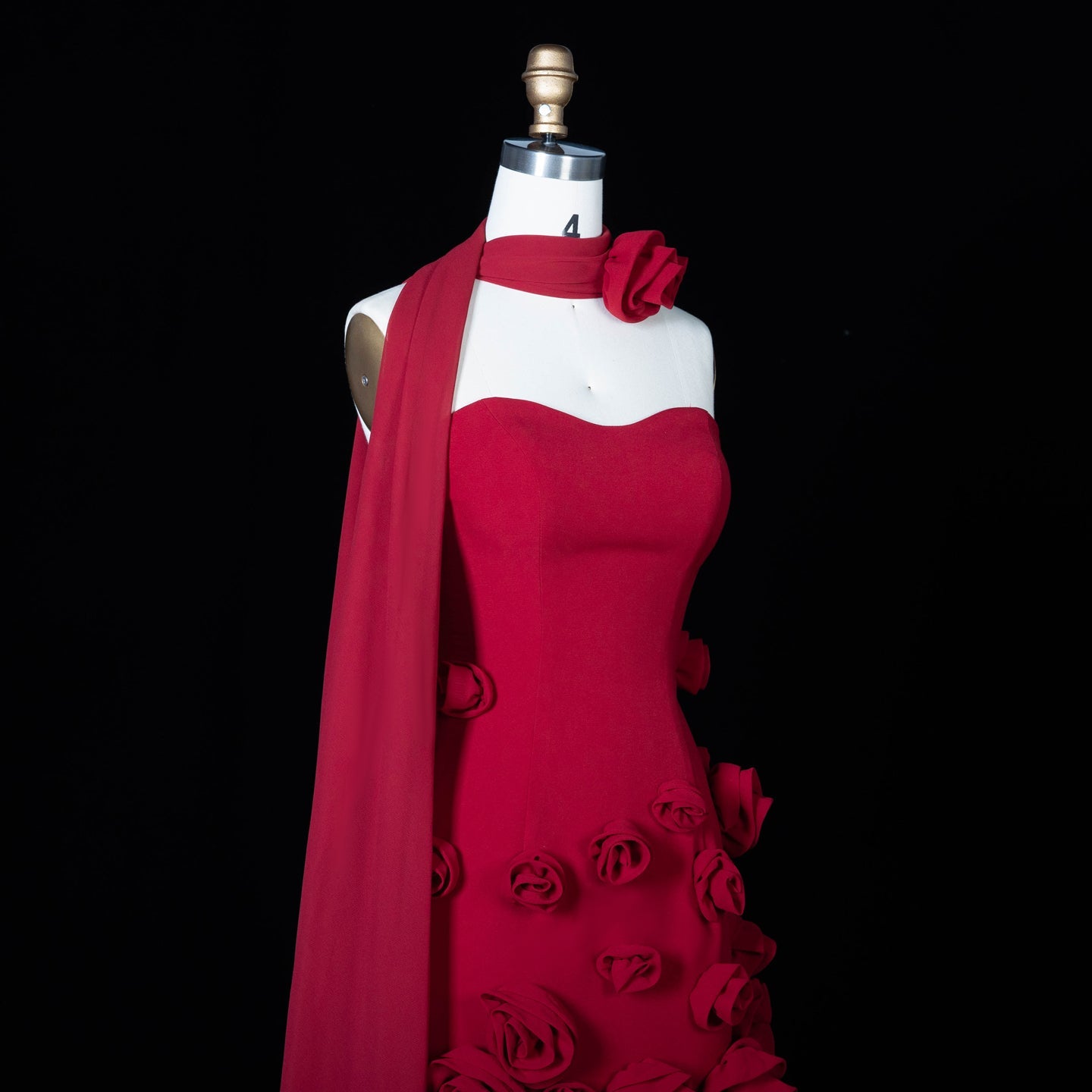 Modest 3D Rose Strapless Mermaid Evening Dress with Train SS207 Sheer Fairy