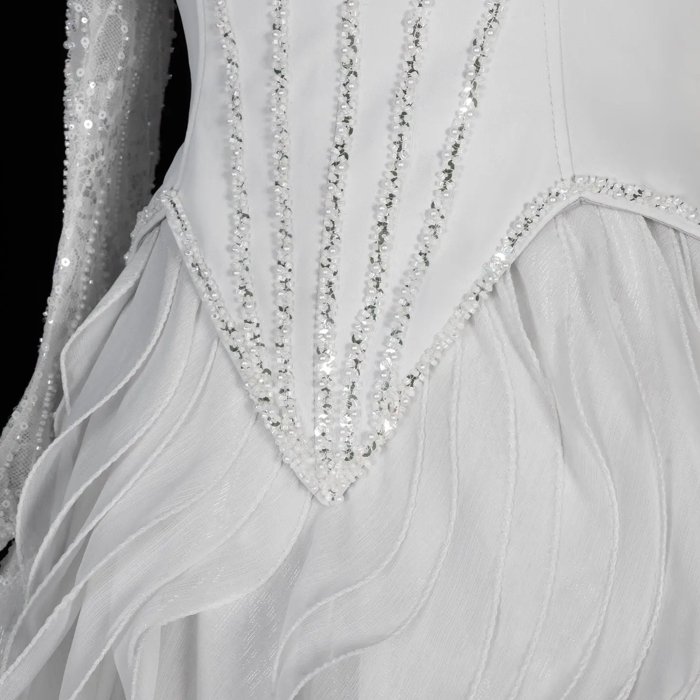 Luxurious Light Grey Corset Ball Gown Cascading Ruffle Tiered Evening Dress With Gloves SS672 Sheer Fairy