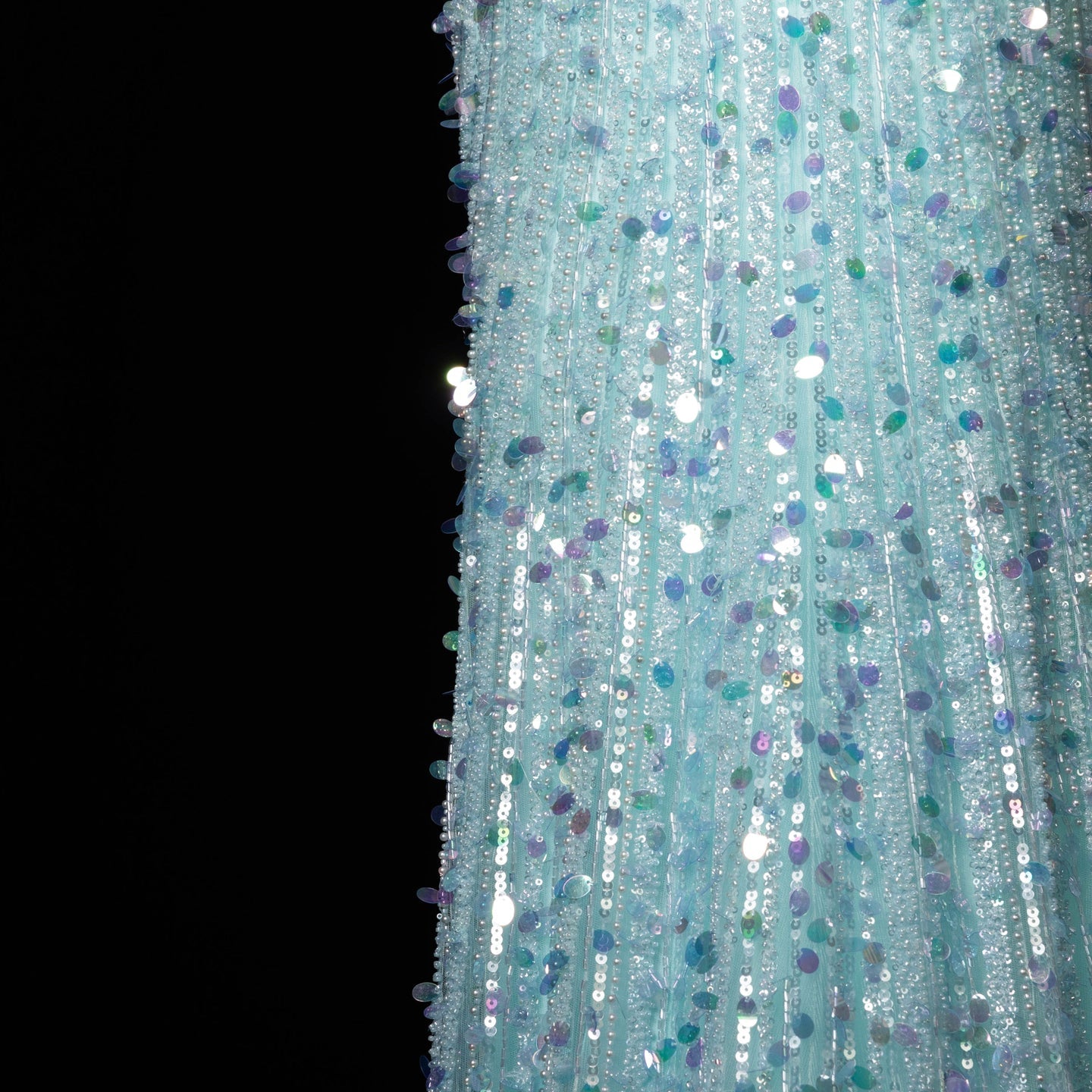 Aqua/ Blue Satin Mermaid Evening Dress deep V sleeveless high slit mermaid gown  SH354 Sheer Fairy