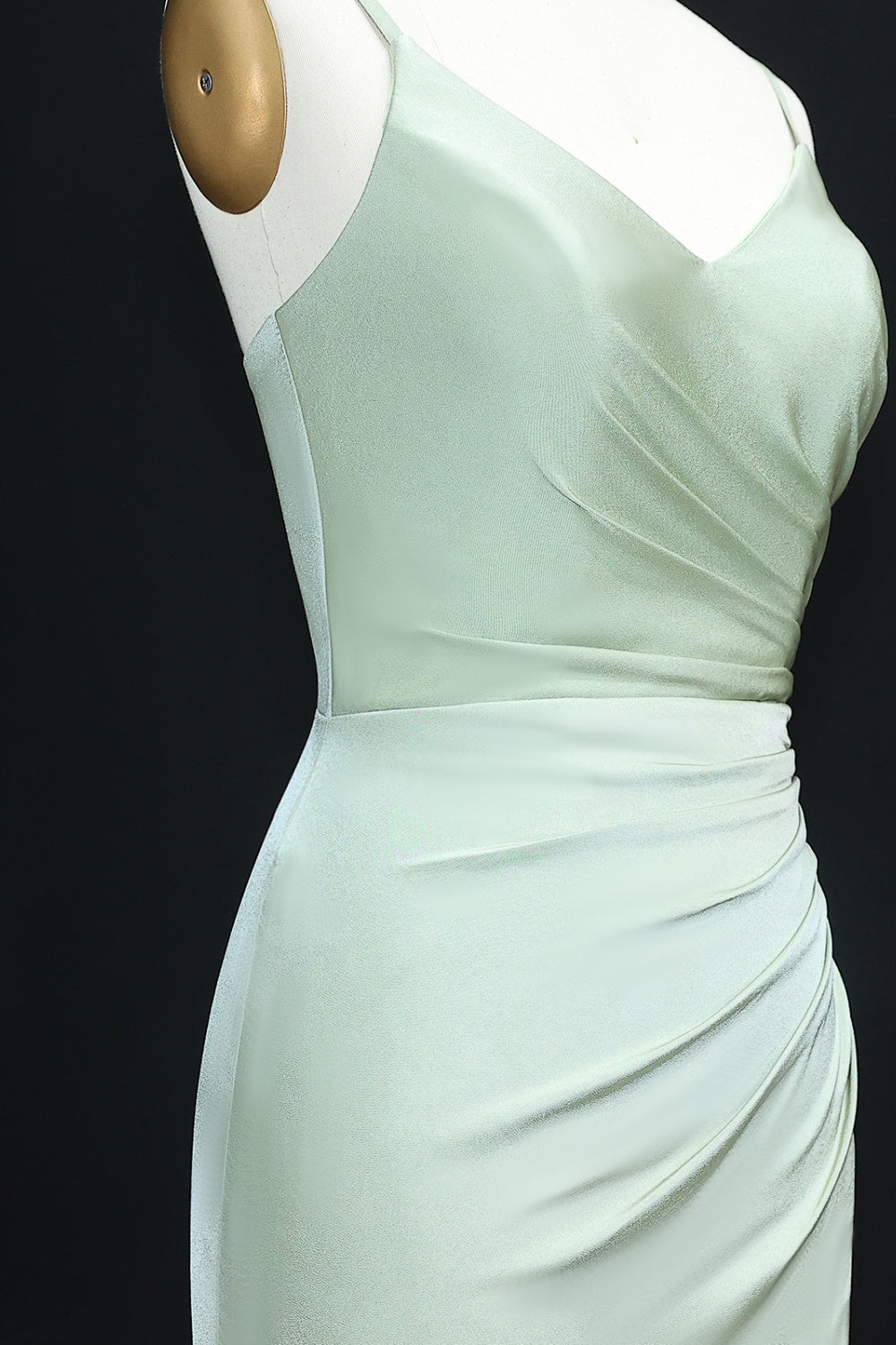 Sage Green V-Neck High Slit Chiffon Sheath Bridesmaid Dress BS019