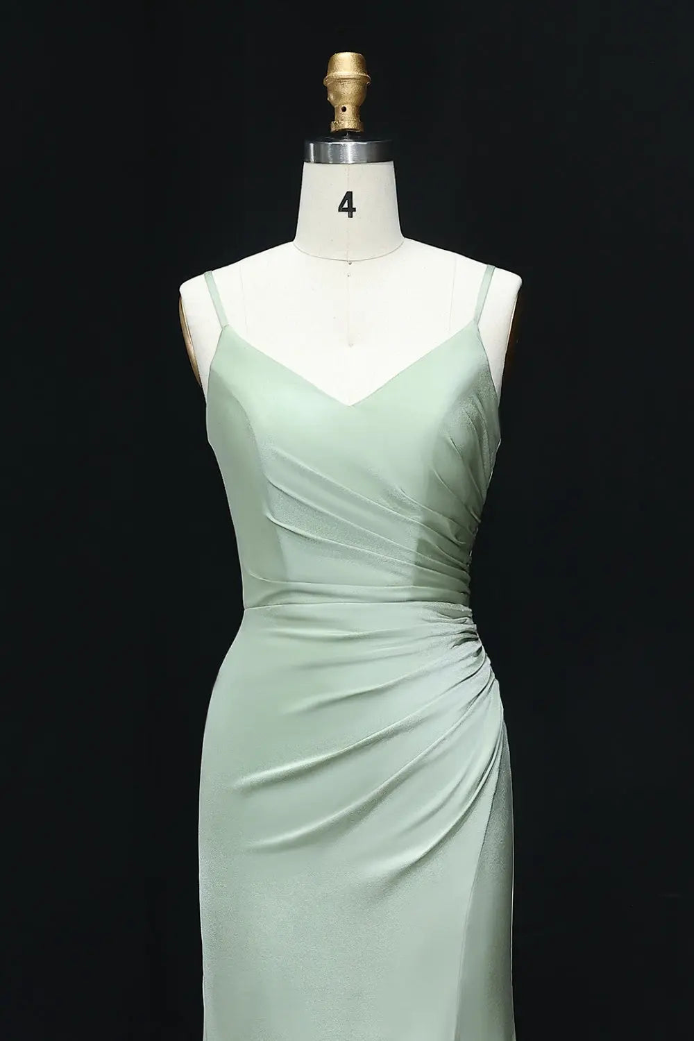 Sage Green V-Neck High Slit Chiffon Sheath Bridesmaid Dress BS019 Sheer Fairy