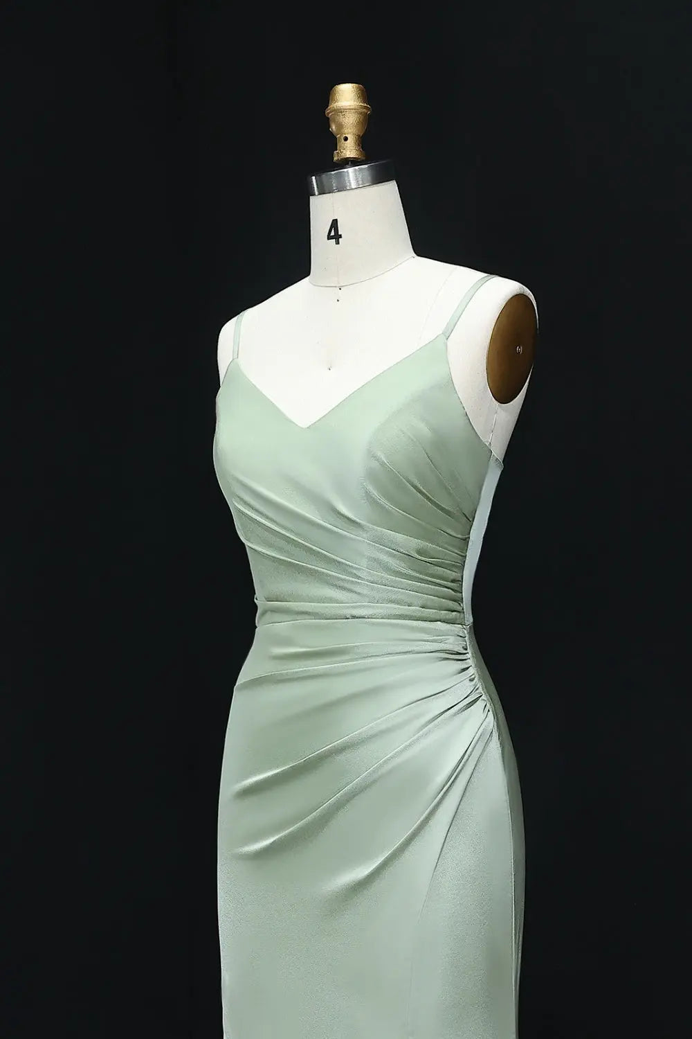 Sage Green V-Neck High Slit Chiffon Sheath Bridesmaid Dress BS019 Sheer Fairy