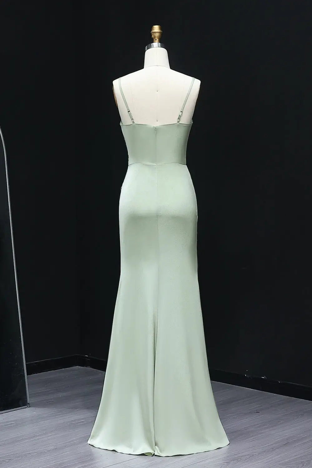 Sage Green V-Neck High Slit Chiffon Sheath Bridesmaid Dress BS019 Sheer Fairy