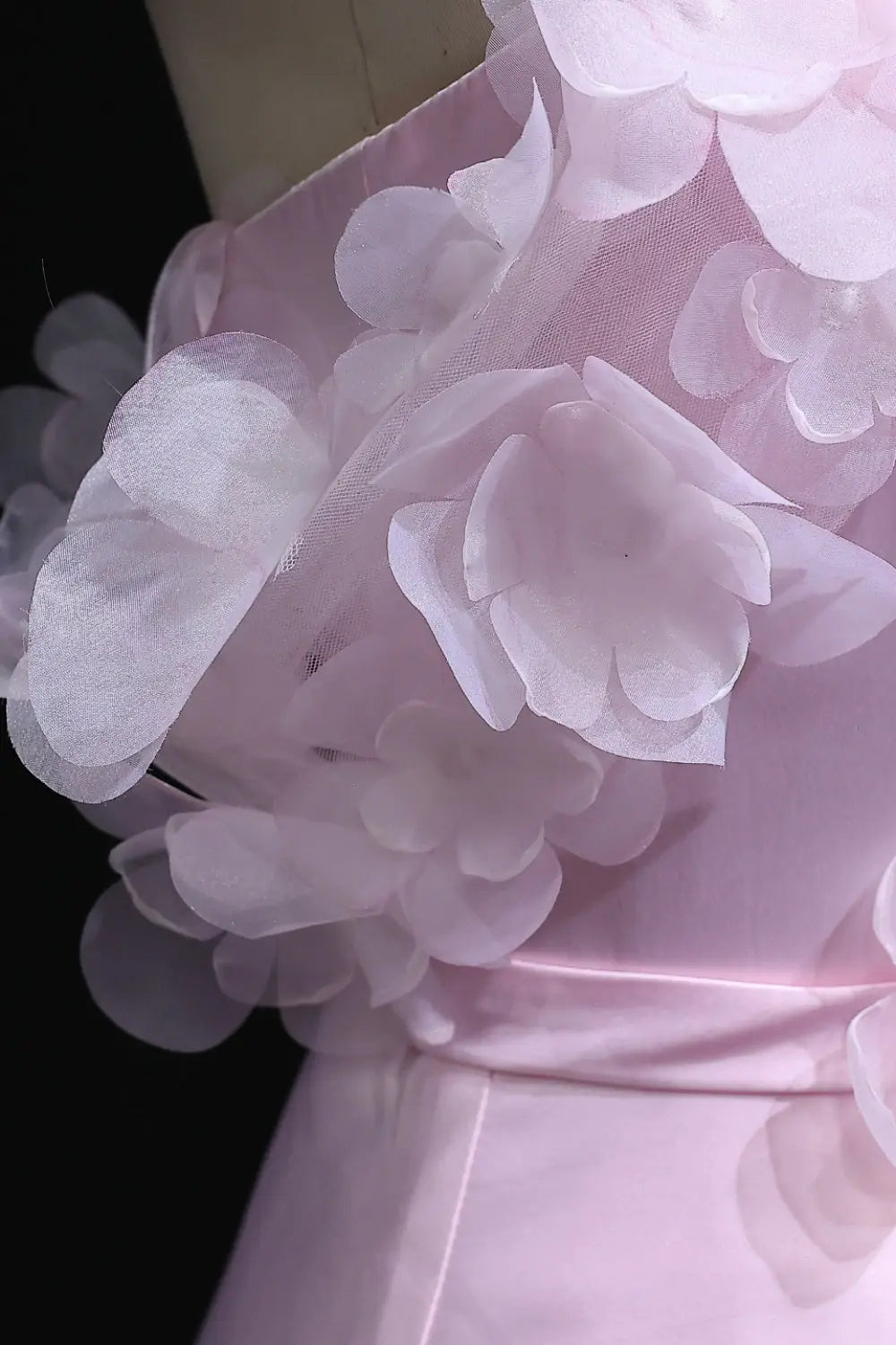 Blush Pink Peplum Off-the-Shoulder Evening Dress with 3D Floral SF228 Sheer Fairy