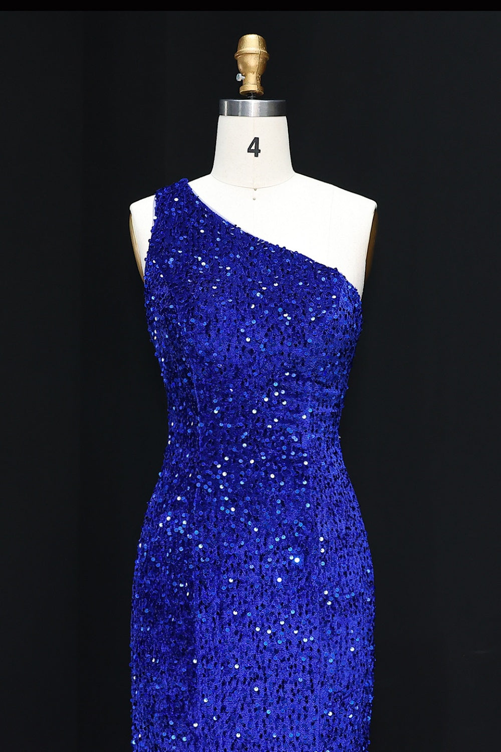 Royal Blue Sequin One Shoulder Mermaid Prom Dress SH248 Sheer Fairy