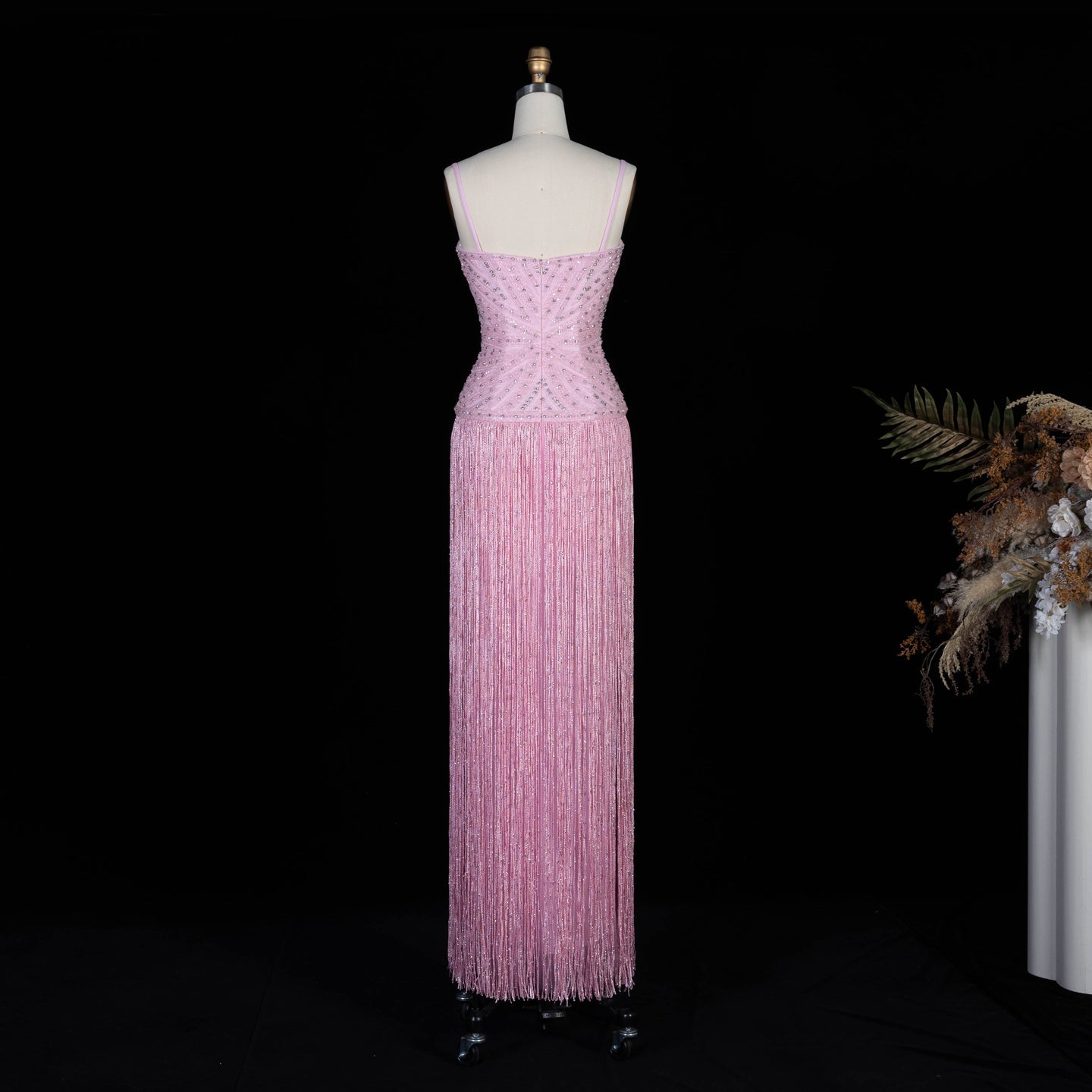 Glamorous Yellow Fringe A Line Evening Gown with Beaded Sweetheart Neckline SS522 Sheer Fairy