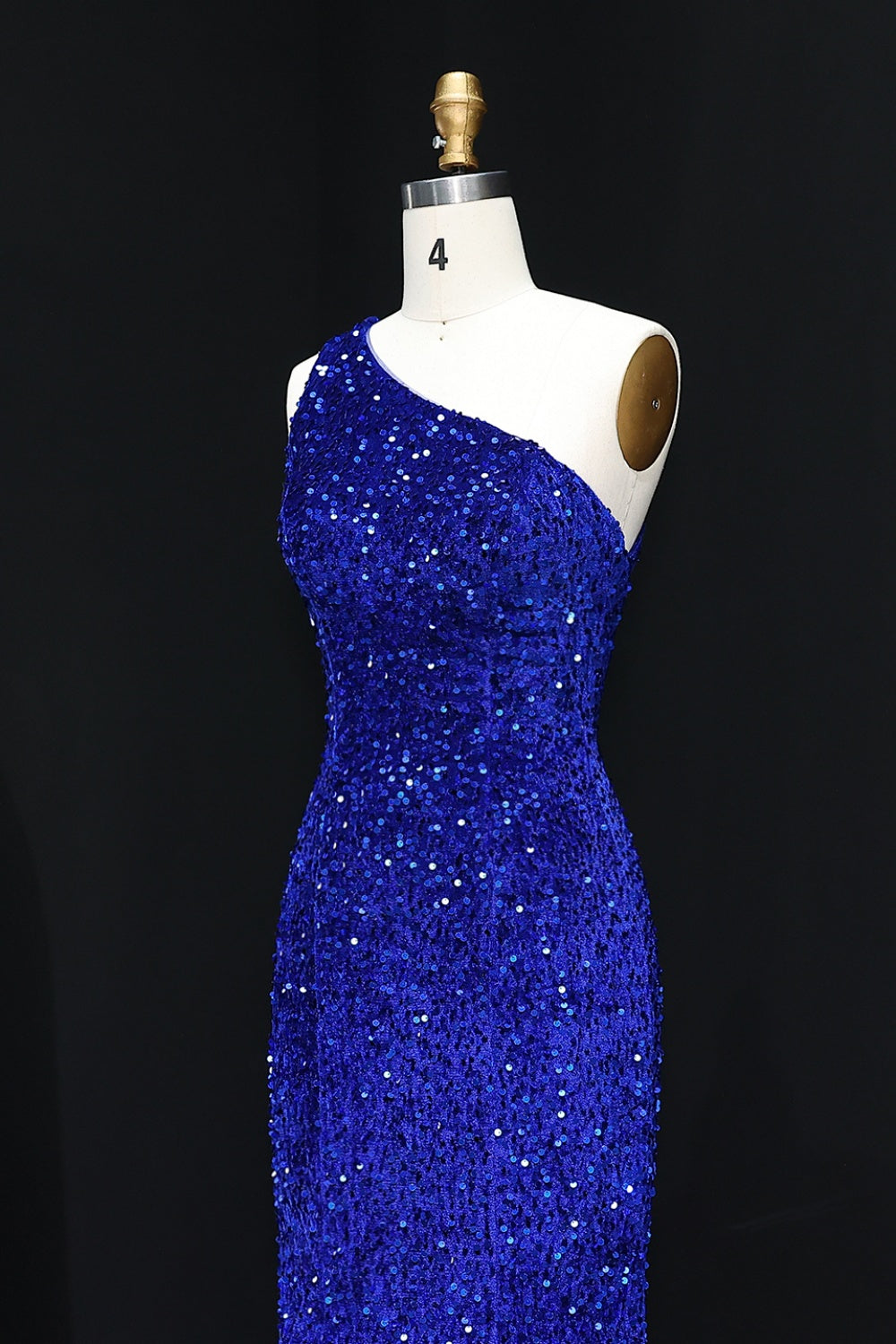Royal Blue Sequin One Shoulder Mermaid Prom Dress SH248 Sheer Fairy