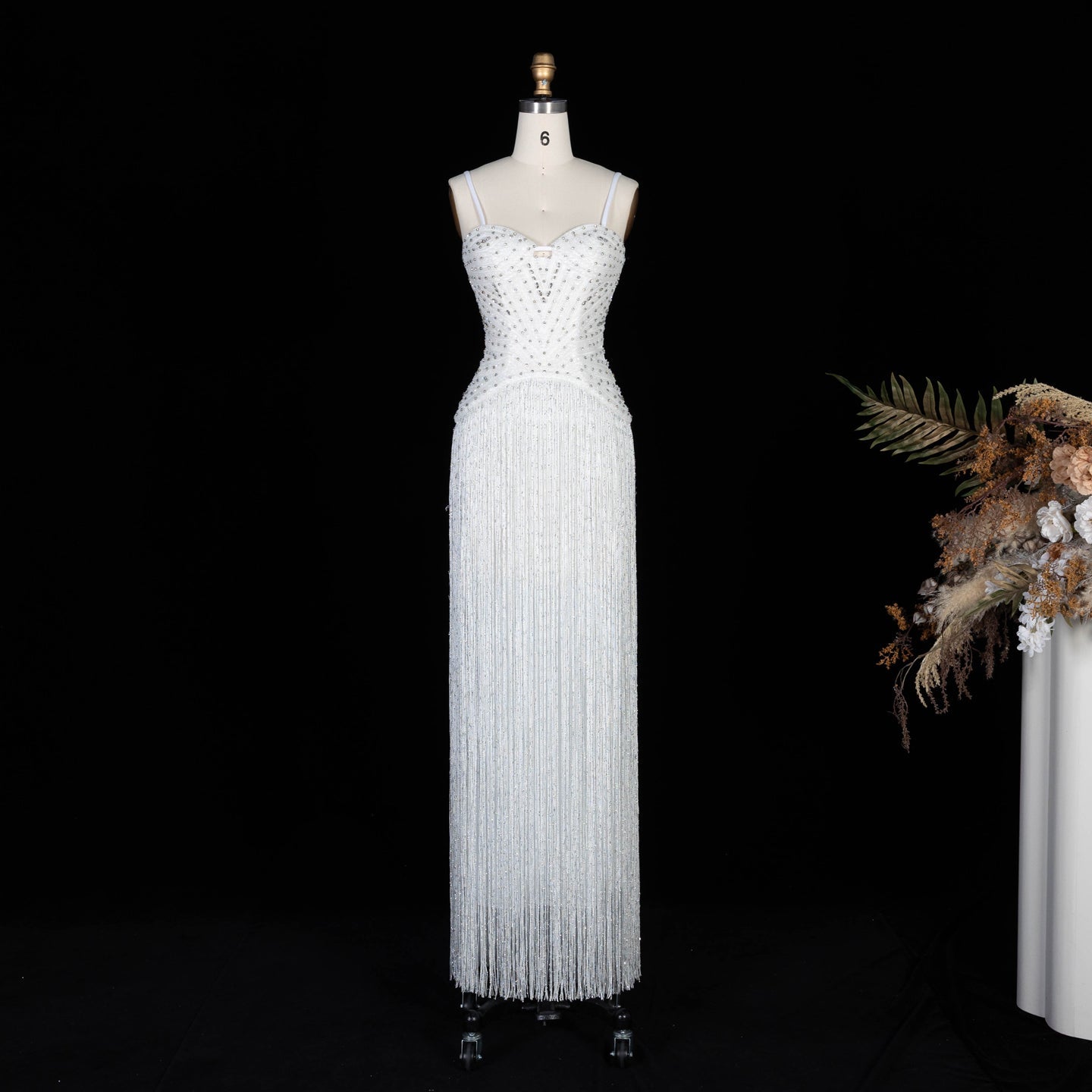 Glamorous Yellow Fringe A Line Evening Gown with Beaded Sweetheart Neckline SS522 Sheer Fairy