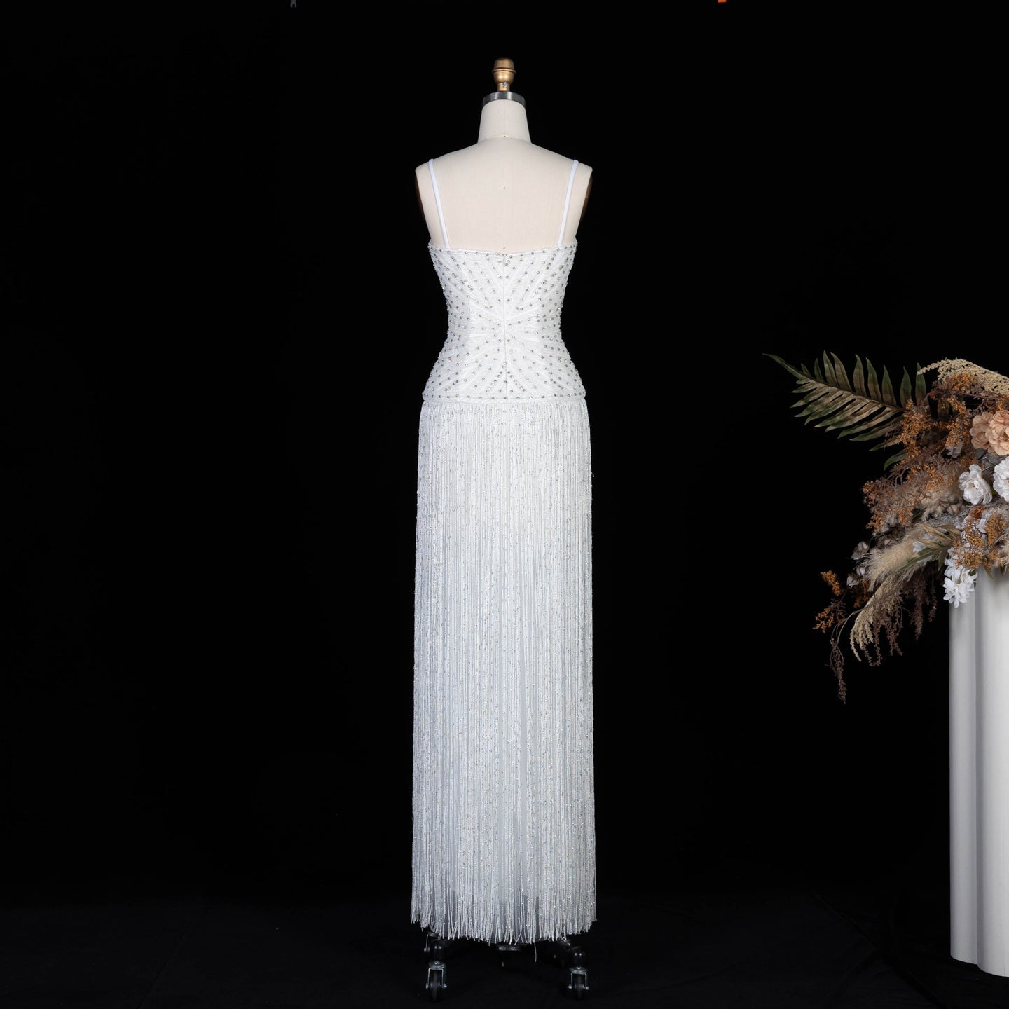 Glamorous Yellow Fringe A Line Evening Gown with Beaded Sweetheart Neckline SS522 Sheer Fairy