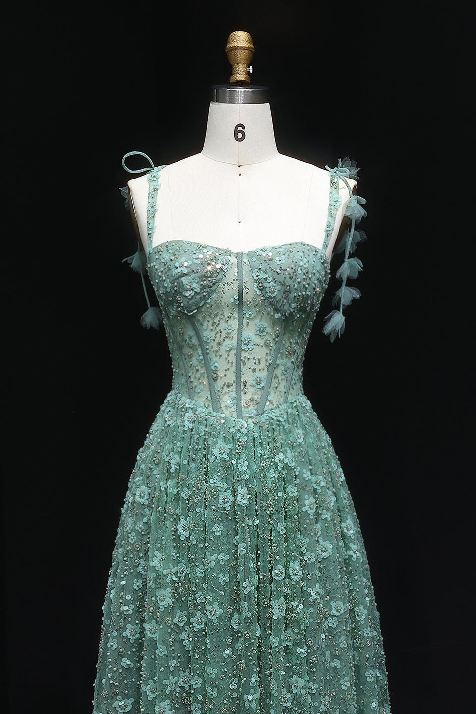 Gorgeous Floral Sequined Sweetheart Neckline A-Line Evening Dress SS701