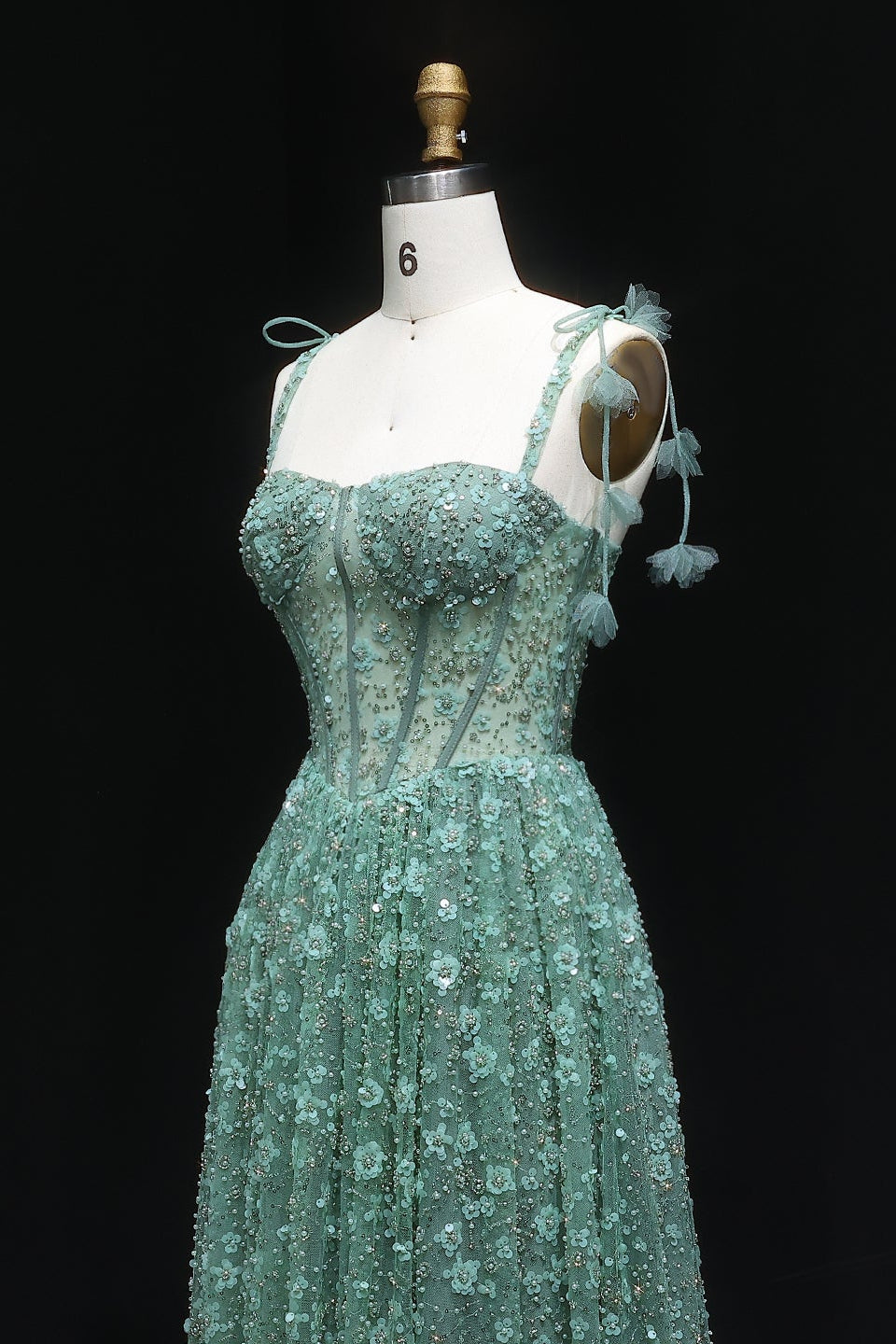 Gorgeous Floral Sequined Sweetheart Neckline A-Line Evening Dress SS701