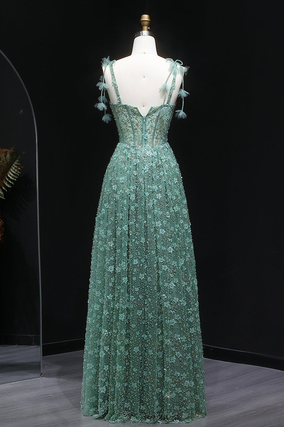 Gorgeous Floral Sequined Sweetheart Neckline A-Line Evening Dress SS701