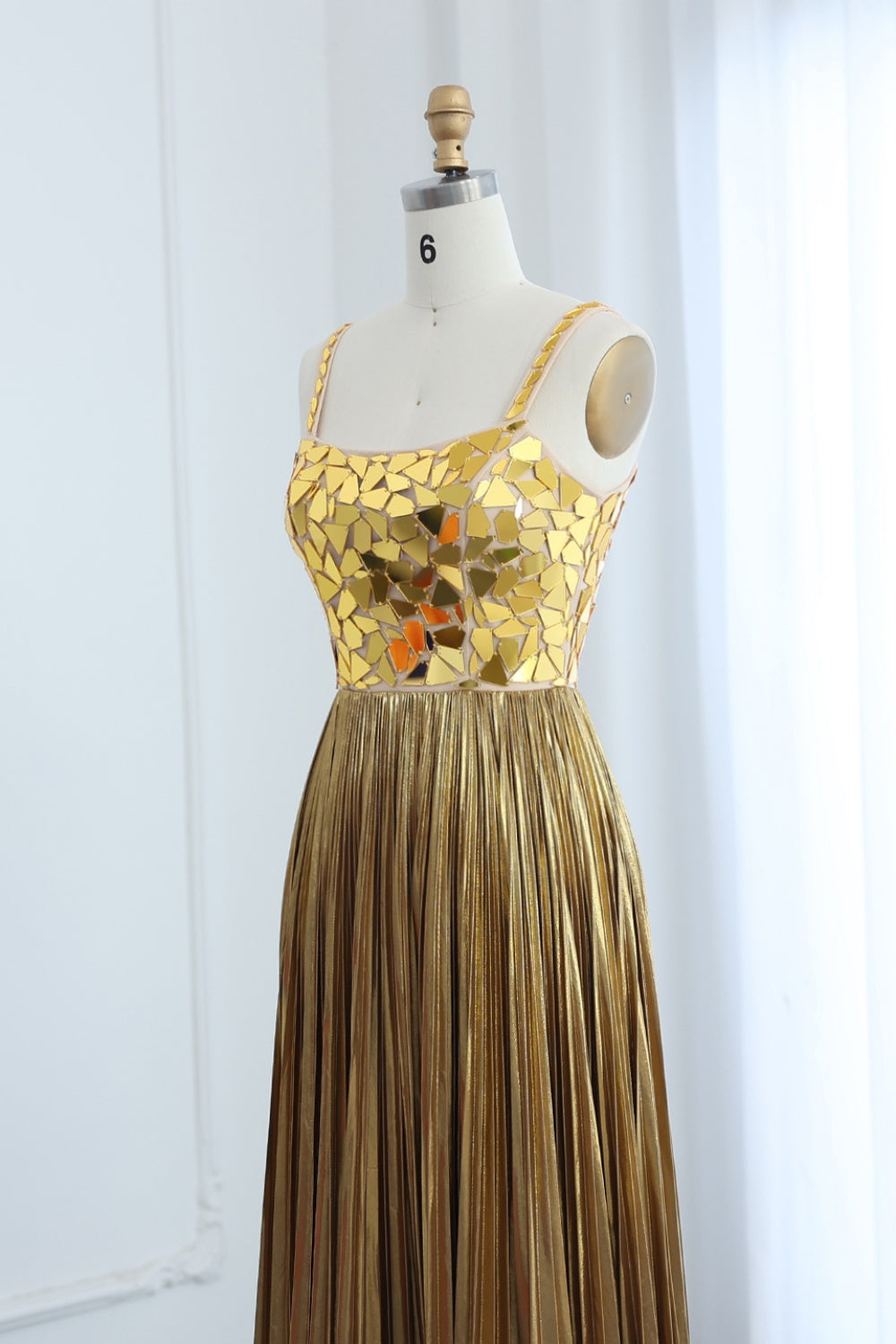 Silver Sequin Square Neck A-Line Prom Dress with Pleated Satin Skirt SH306 Sheer Fairy