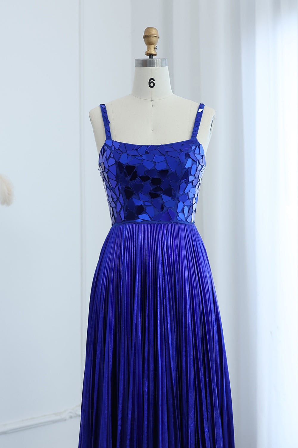 Silver Sequin Square Neck A-Line Prom Dress with Pleated Satin Skirt SH306 Sheer Fairy