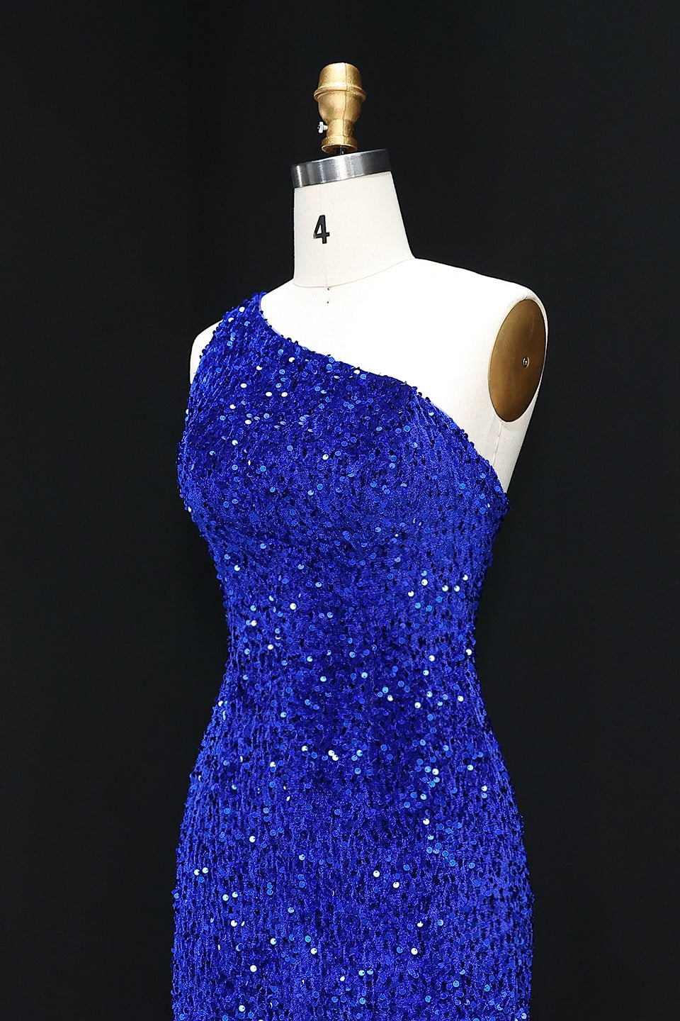 Royal Blue Sequin One-Shoulder Sheath Homecoming Dress RM111