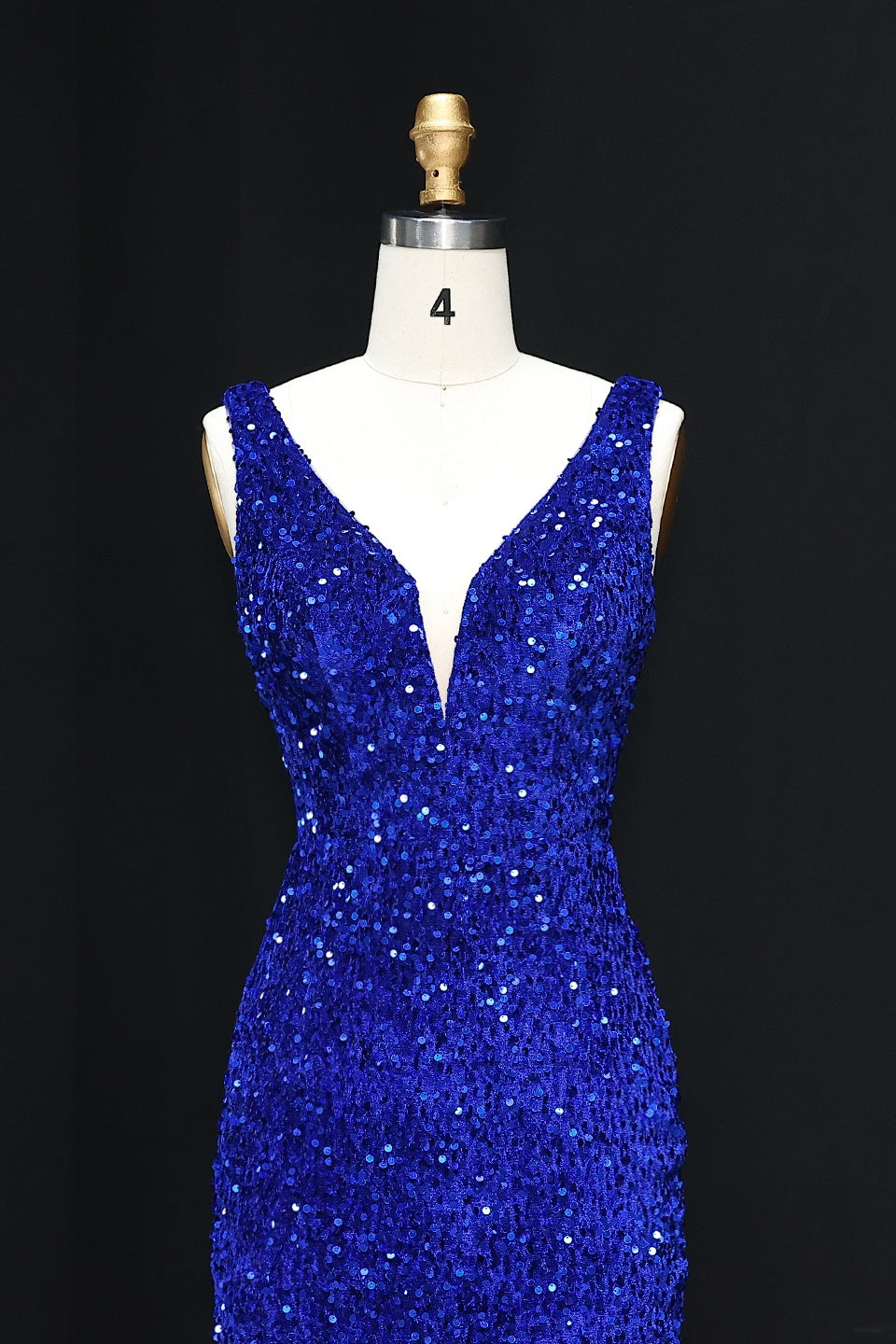 Royal Blue Sequin Plunging V-Neck Sheath Homecoming Dress RM112