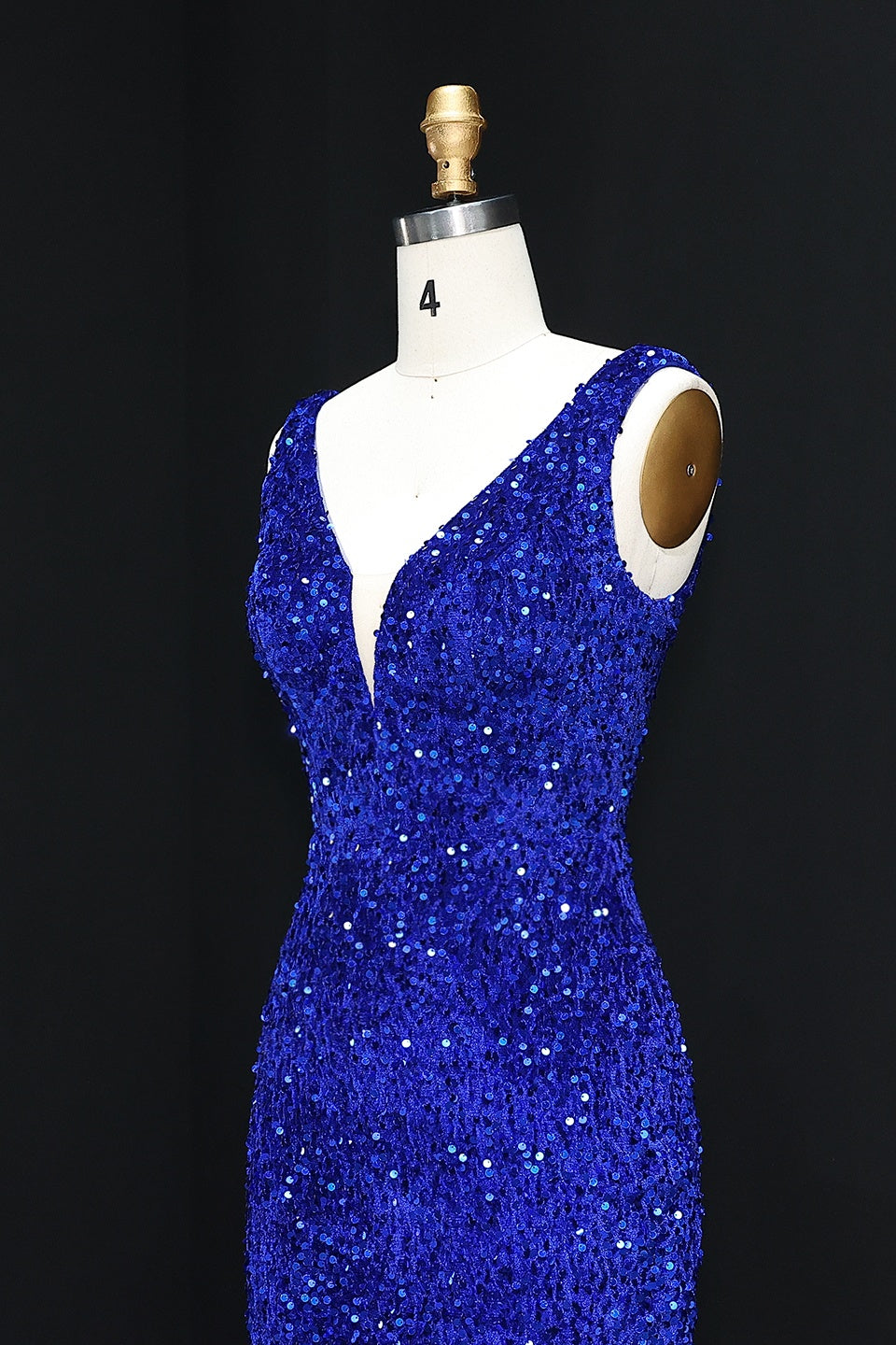 Royal Blue Sequin Plunging V-Neck Sheath Homecoming Dress RM112