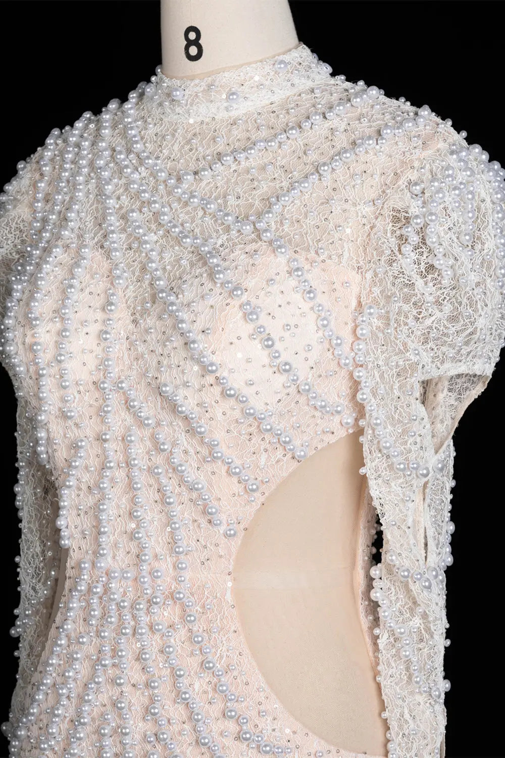 White Pearl Beaded Tiered Tulle Mermaid Gown ST103 Sheer Fairy