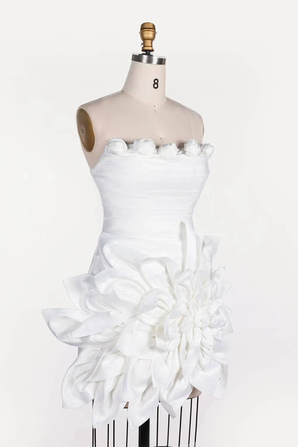 White 3D Flower Strapless Evening Dress ST109 Sheer Fairy