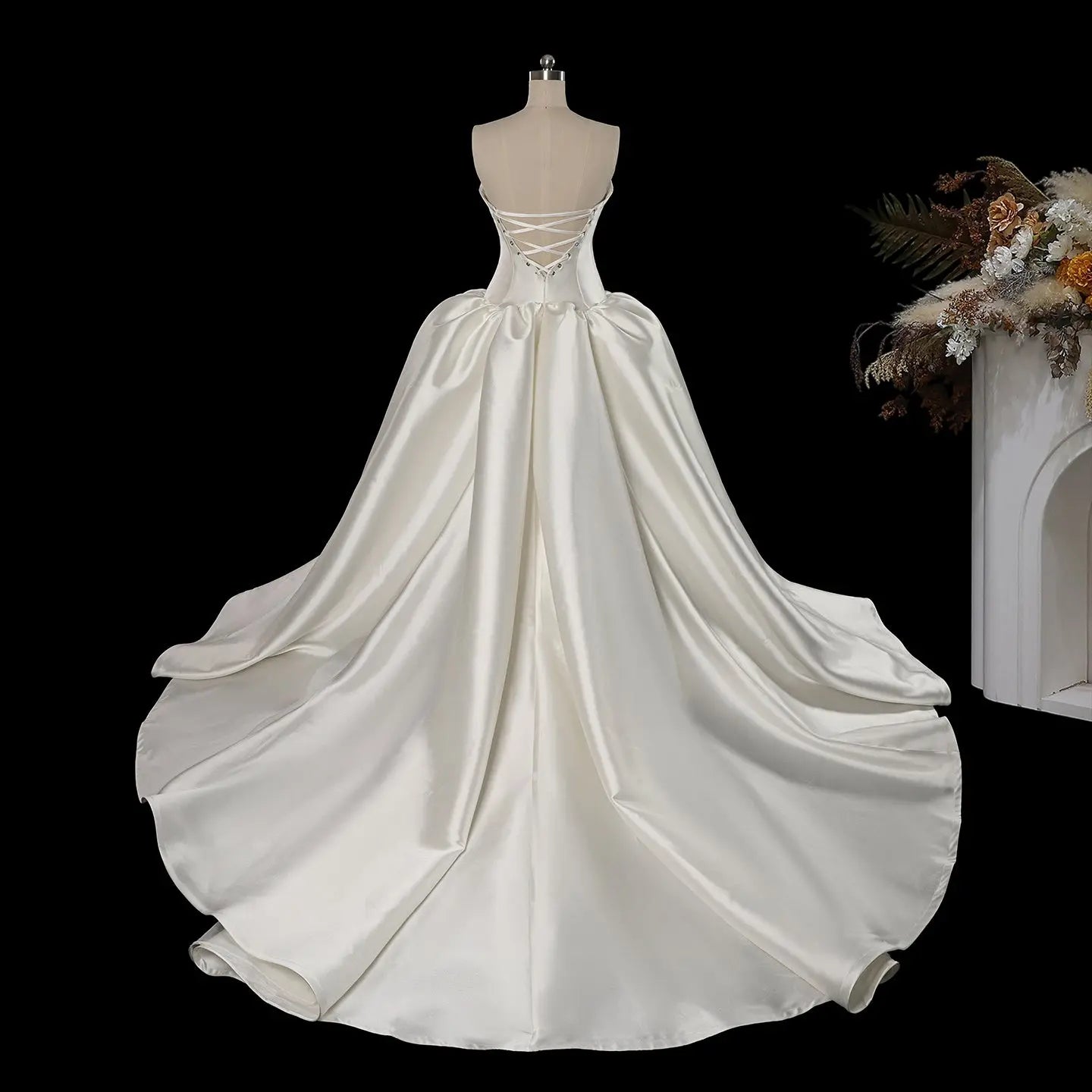 Satin Ball Gown Wedding Dress with Corset Bodice SW191 Sheer Fairy