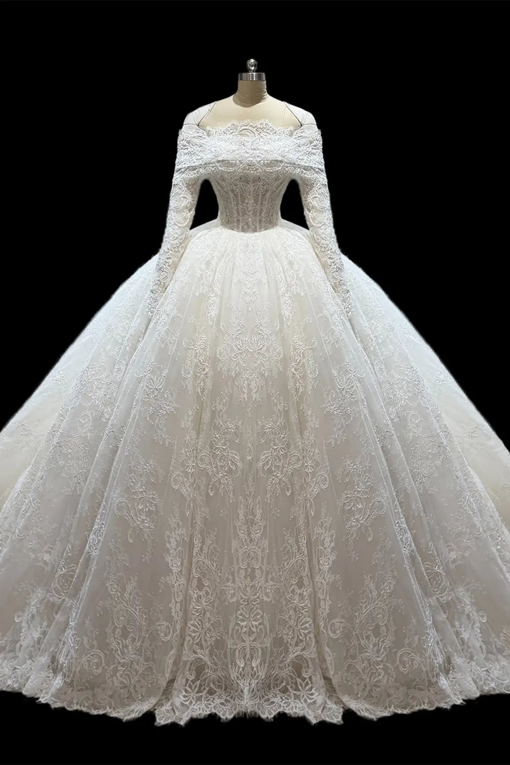White Off Shoulder Ball Gown Wedding Dress SW690 Sheer Fairy
