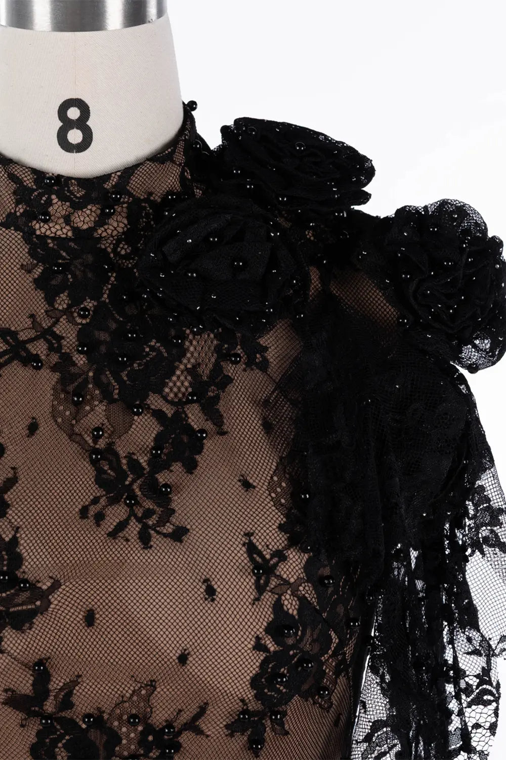 Black Lace Floral Applique Mermaid Formal Dress ST043 Sheer Fairy