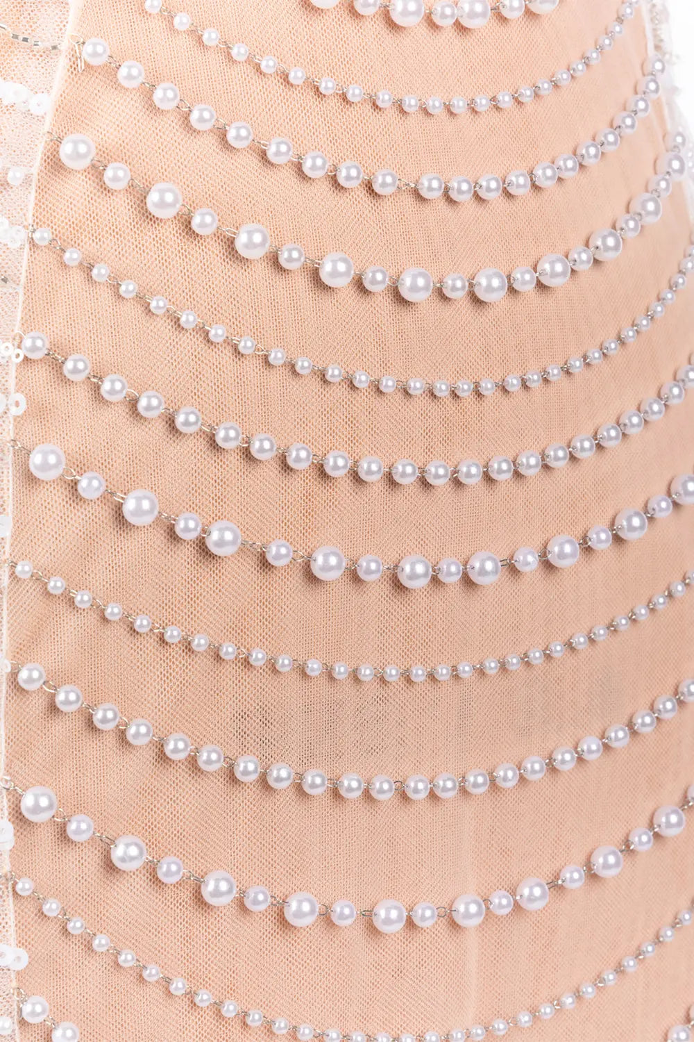 White Nude Beaded Halter Neck Evening Gown ST075 Sheer Fairy