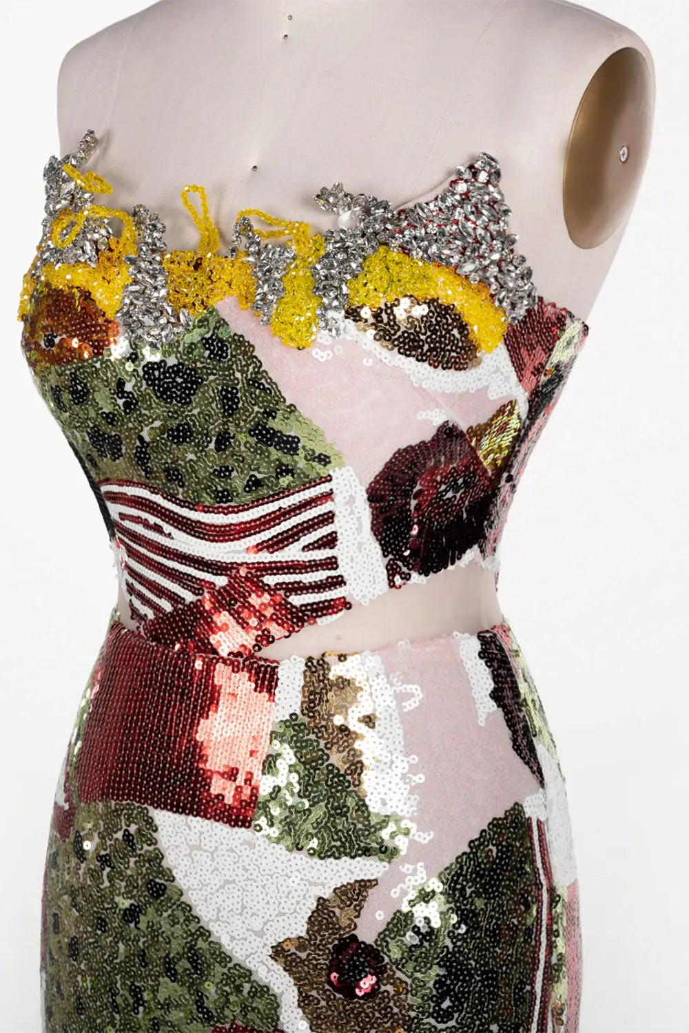 Multicolored Sequin Strapless Column Gown ST112 Sheer Fairy