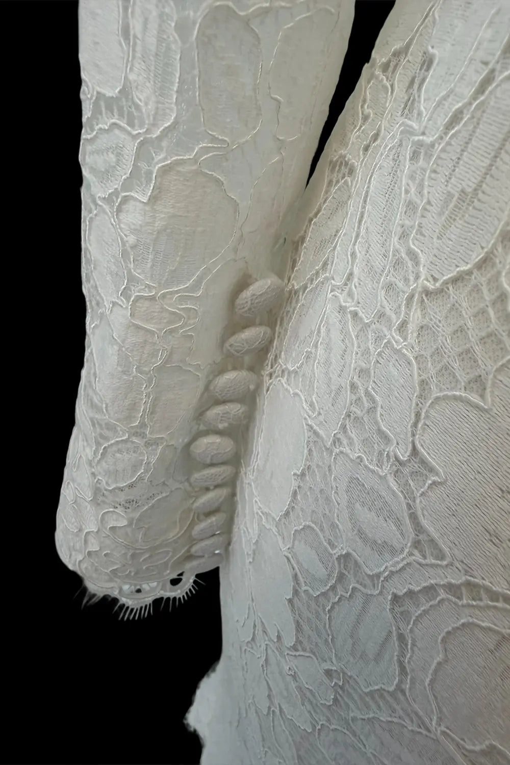 Ivory Floral Lace Long Sleeve Wedding Dress SW689 Sheer Fairy