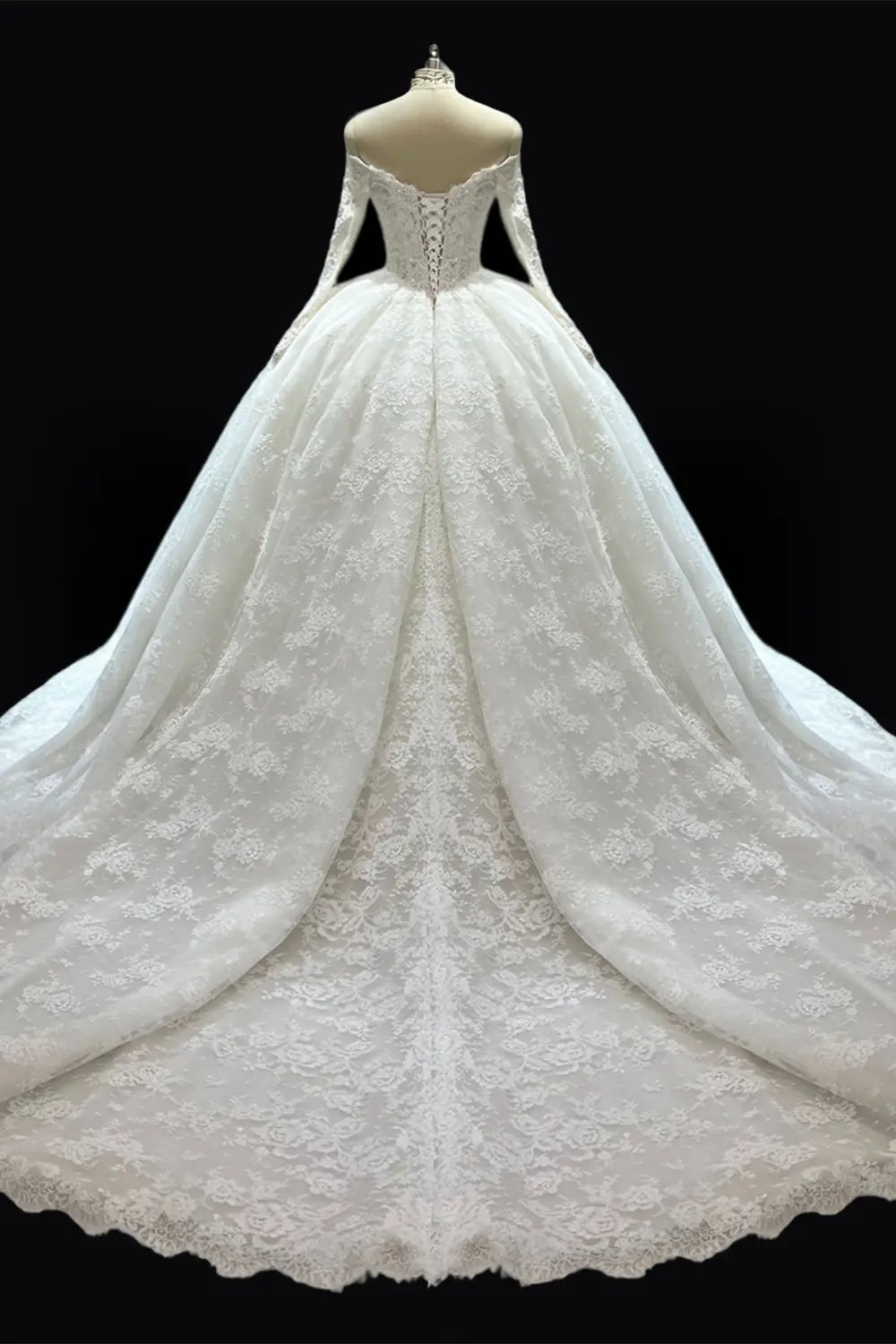 White Lace Corset Off Shoulder Wedding Dress SW681 Sheer Fairy