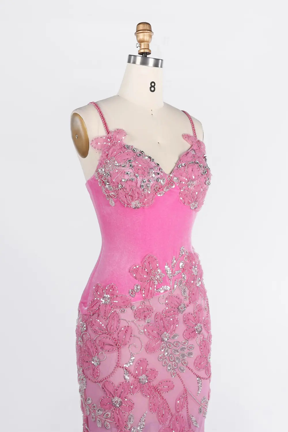 Pink Sweetheart Floral Sequin Mermaid Evening Gown ST040 Sheer Fairy