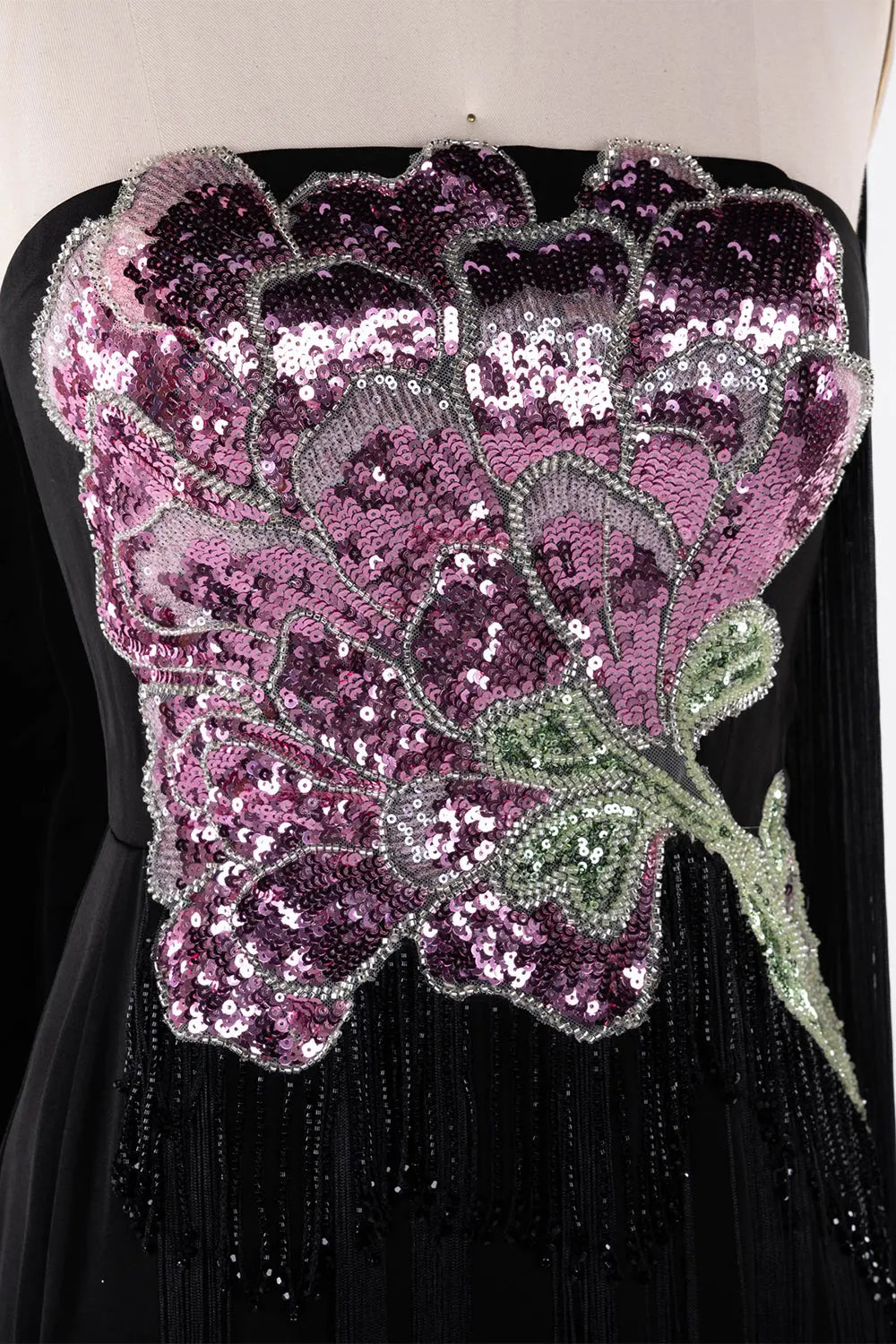 Black Sequin Floral Evening Gown ST120 Sheer Fairy