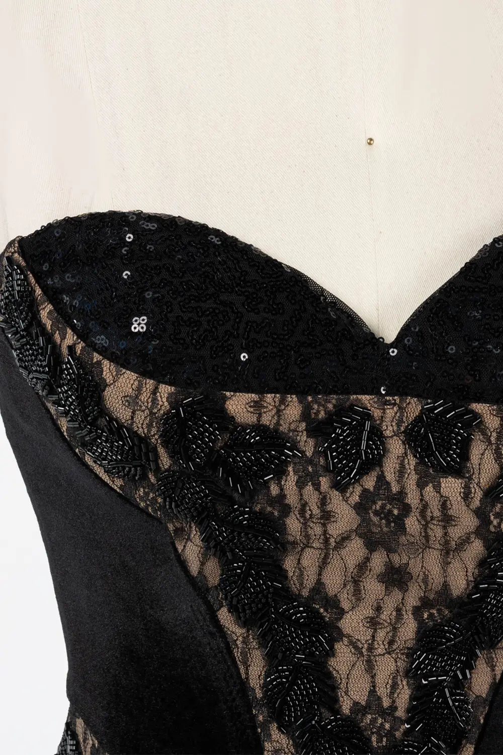 Black Strapless Corset Bodice Sequin Evening Gown ST047 Sheer Fairy