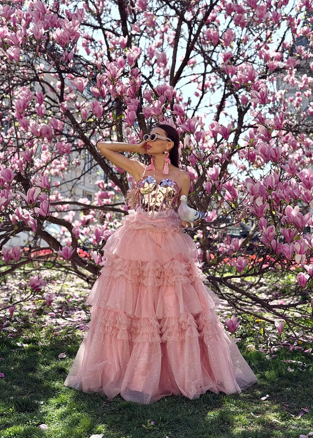 Blush Pink Tulle Ballgown Prom Dress with Sequin Bodice SH211 Sheer Fairy