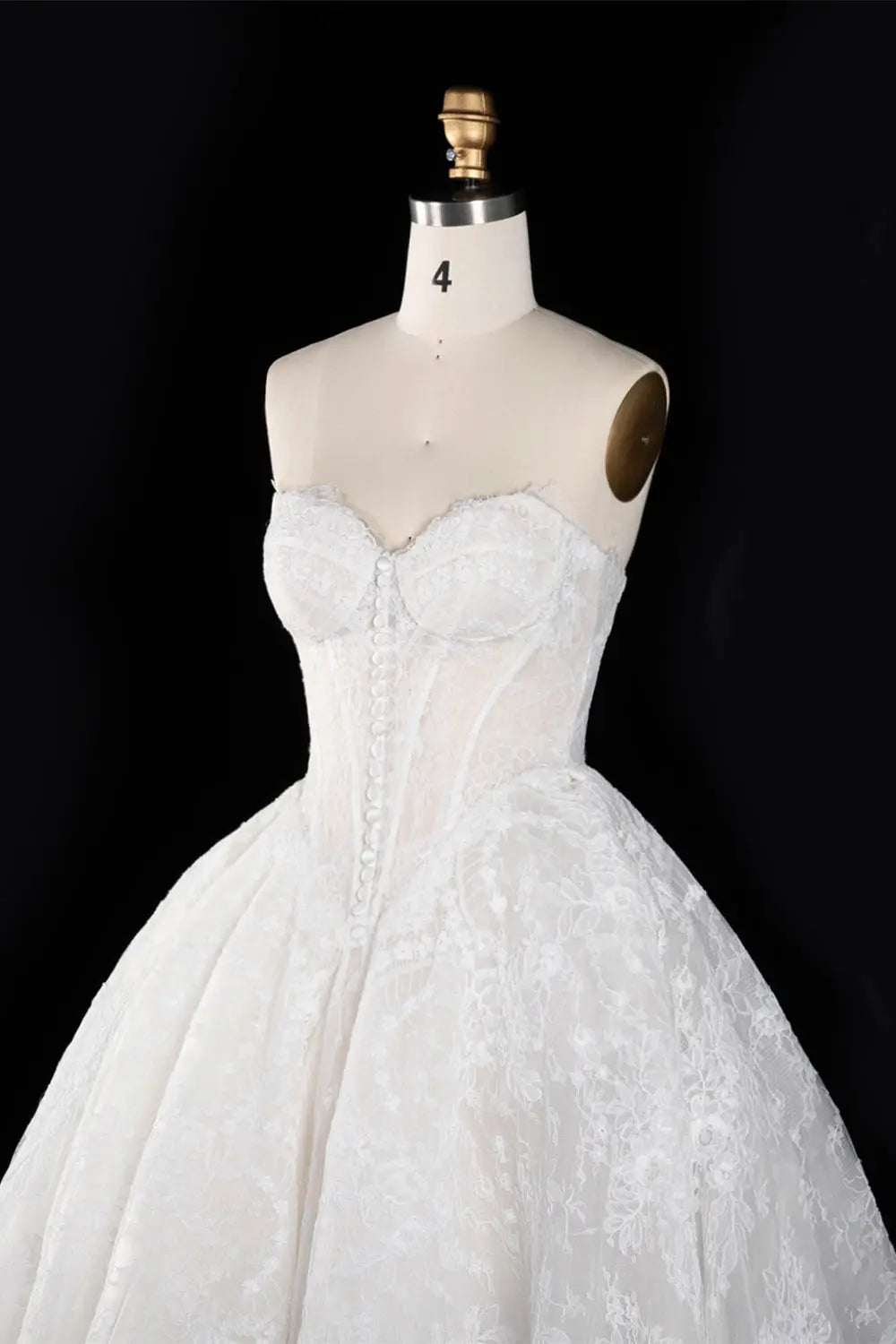 Off White Floral Lace Strapless Wedding Dress SW694 Sheer Fairy