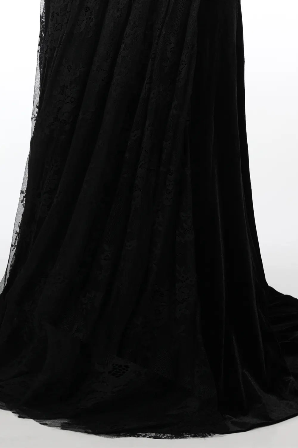 Black Beaded Lace Sleeve Mermaid Evening Dress ST093 Sheer Fairy