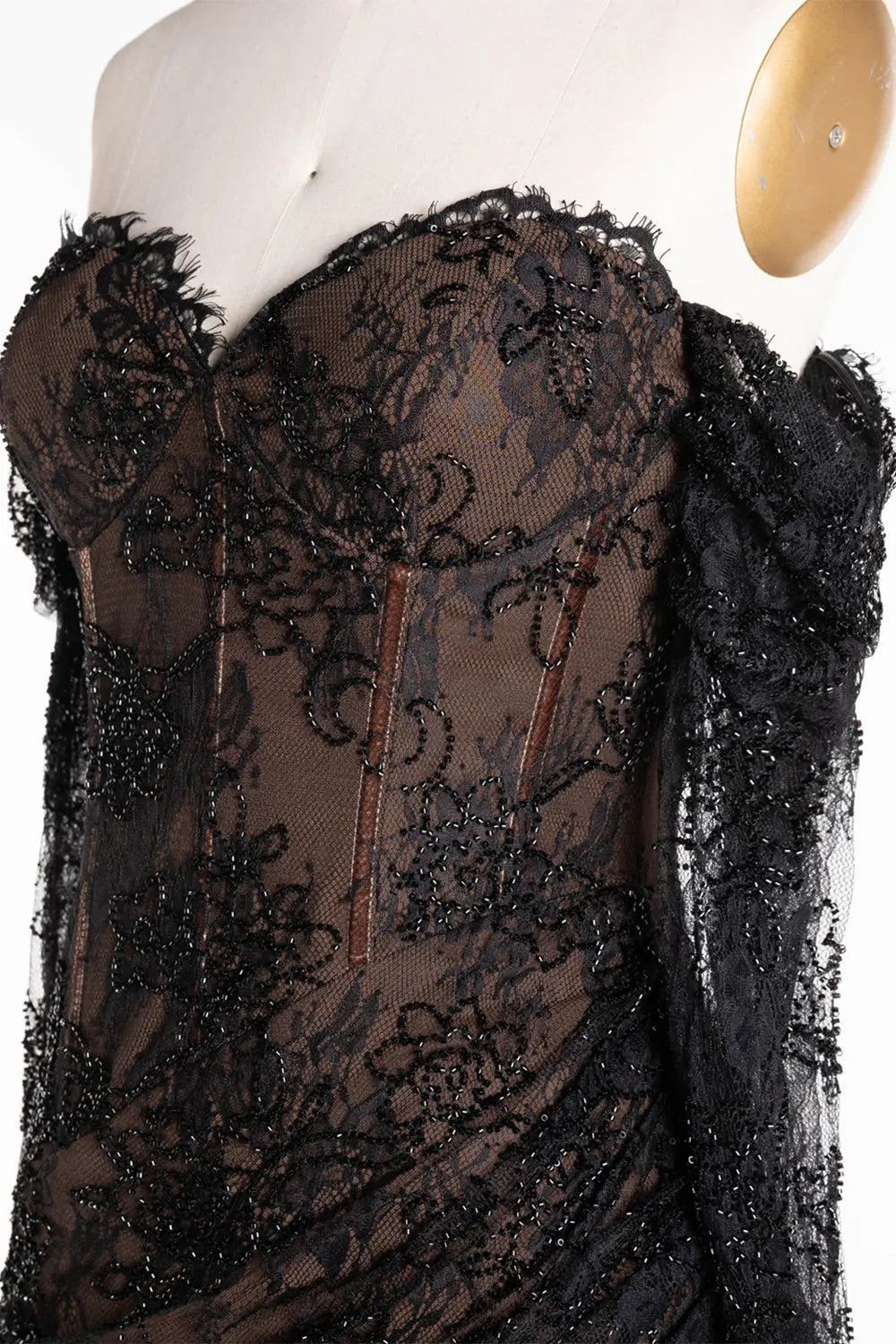 Black Off Shoulder Lace Long Sleeve Evening Gown ST119 Sheer Fairy