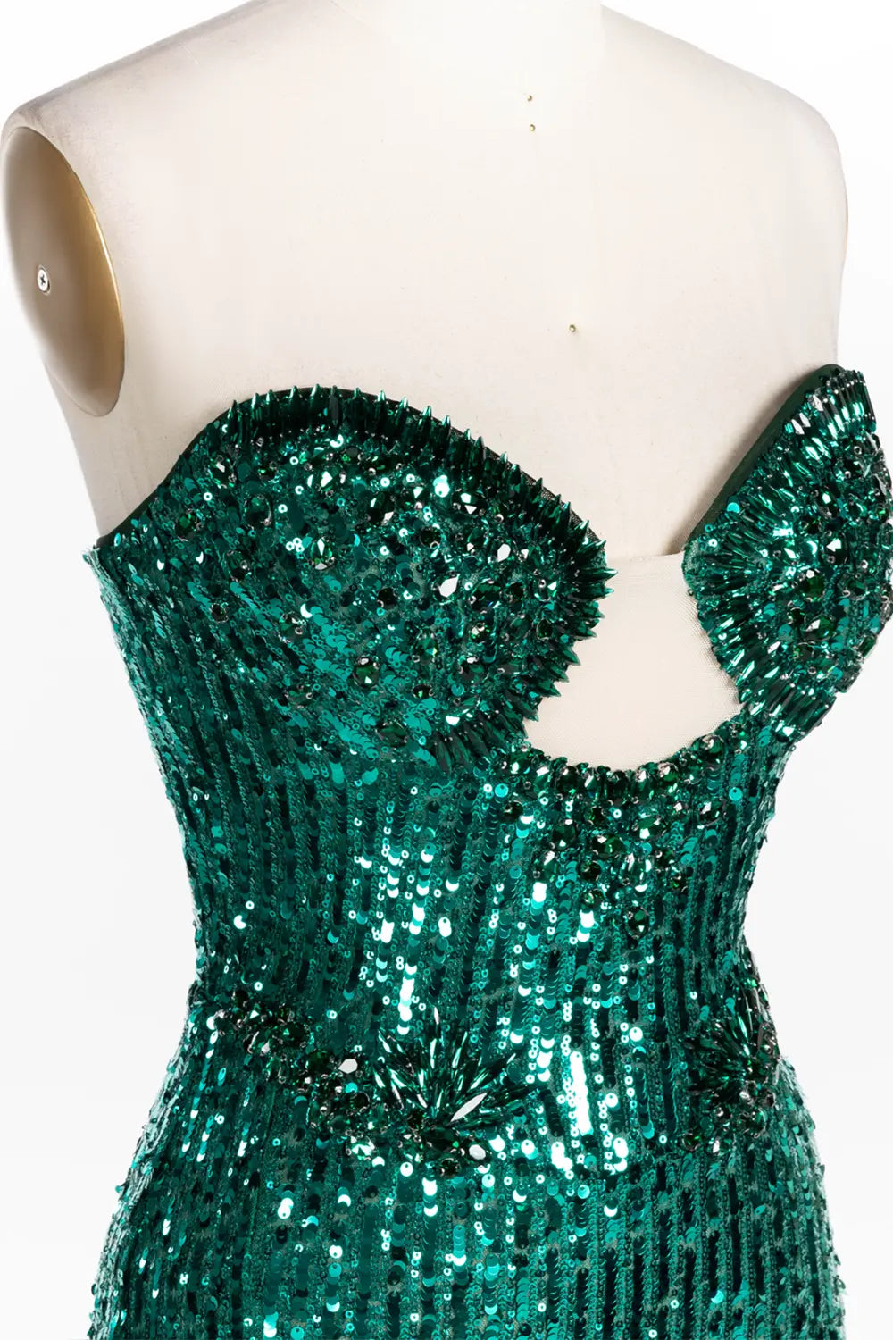 Green Strapless Sequin Formal Evening Dress ST099 Sheer Fairy
