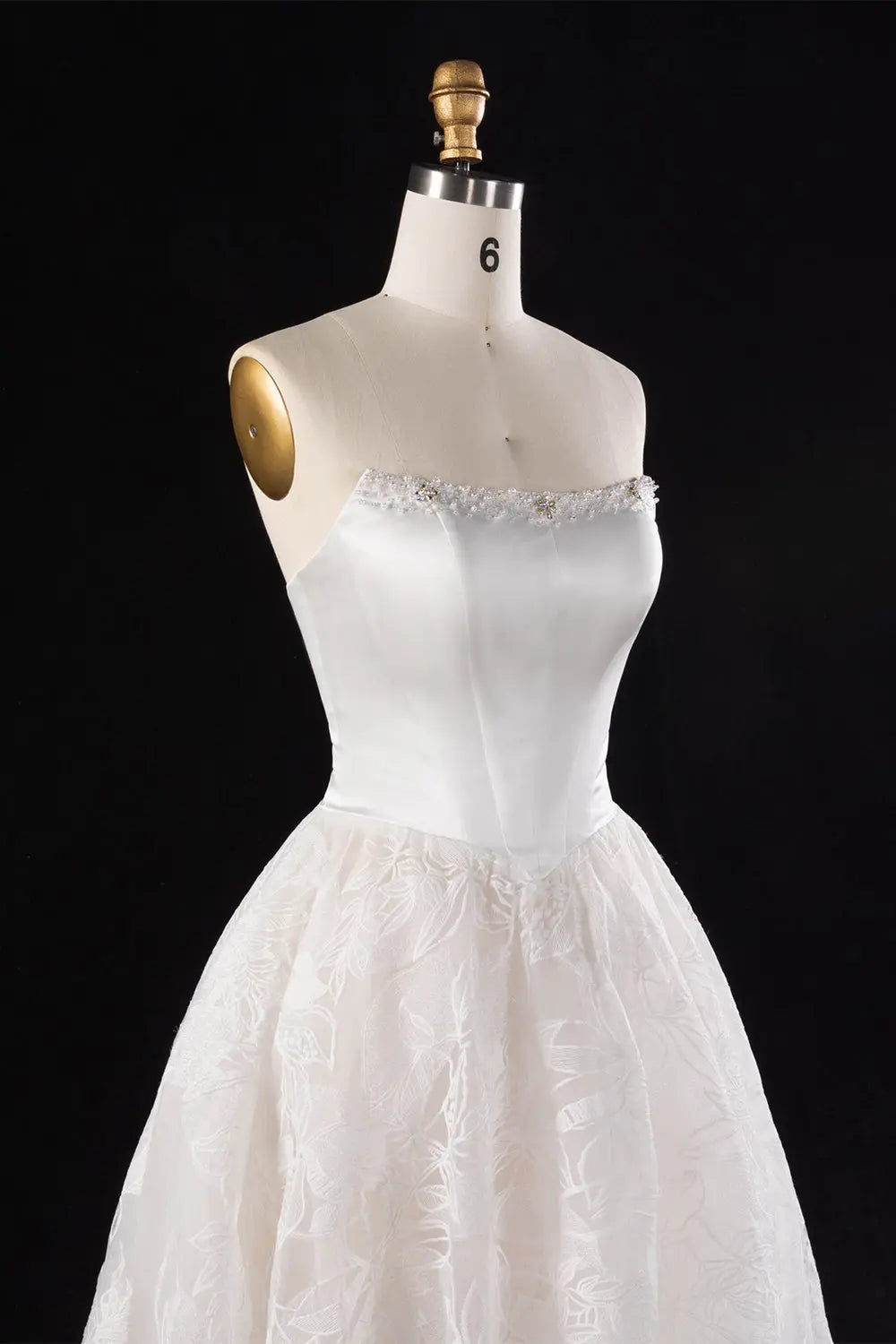 Off White Satin and Tulle Corset Wedding Dress SW614 Sheer Fairy