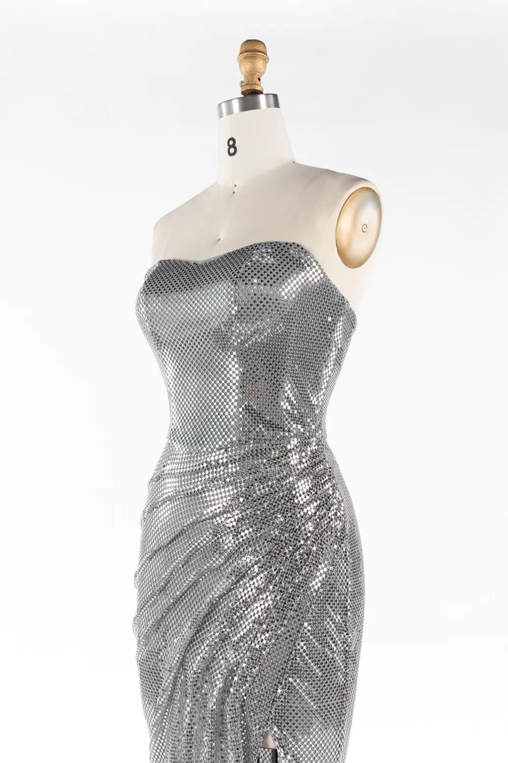 Silver Strapless Ruched Sequin Slit Formal Evening Dress ST058 Sheer Fairy