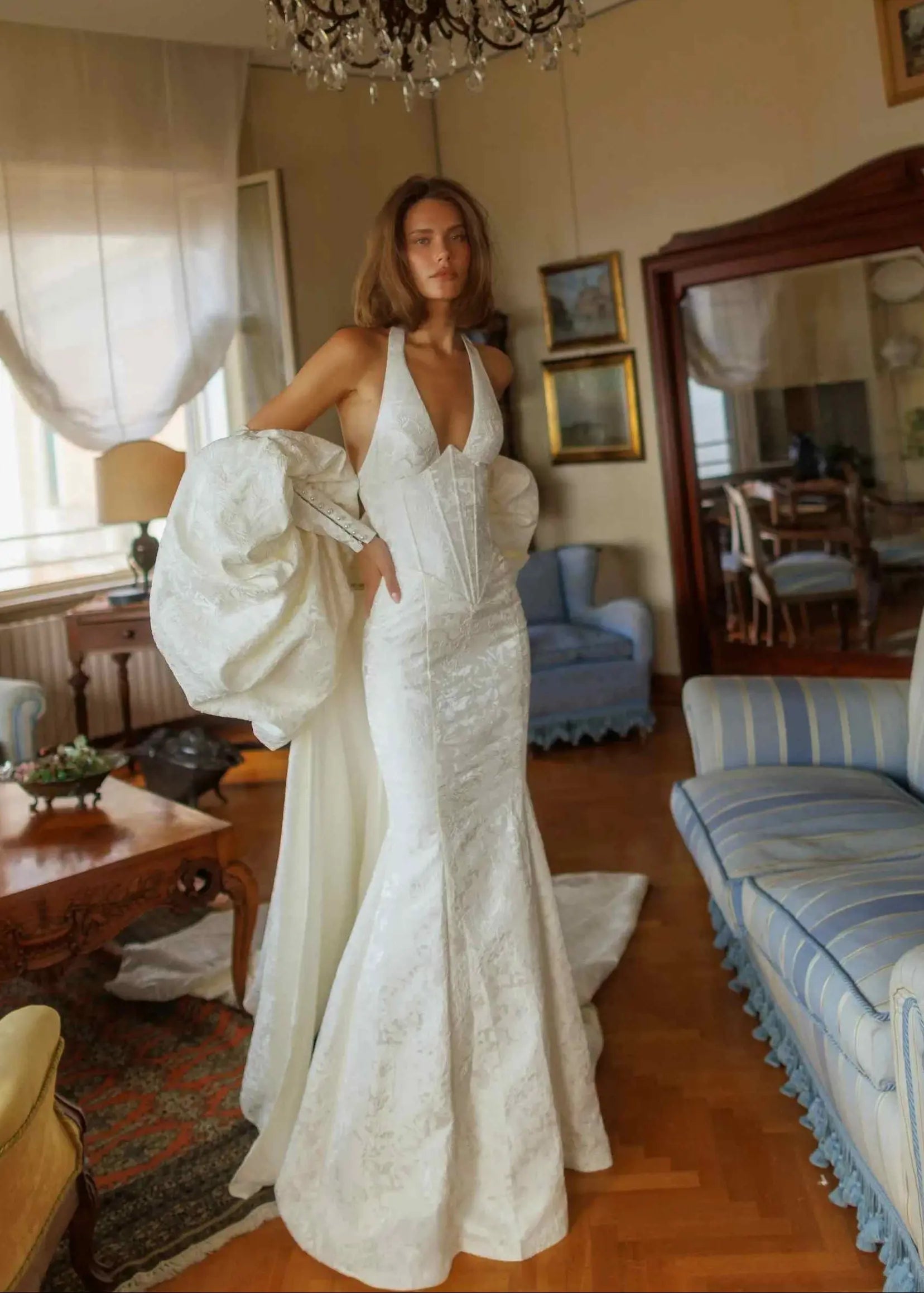 Strapless Beaded Mini Beach Wedding Dress SW188 Sheer Fairy