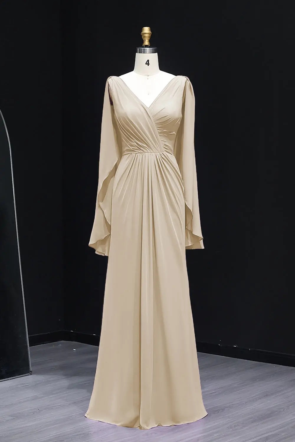 Elegant Wisteria V-Neck Chiffon A-Line Bridesmaid Dress BS007 Sheer Fairy