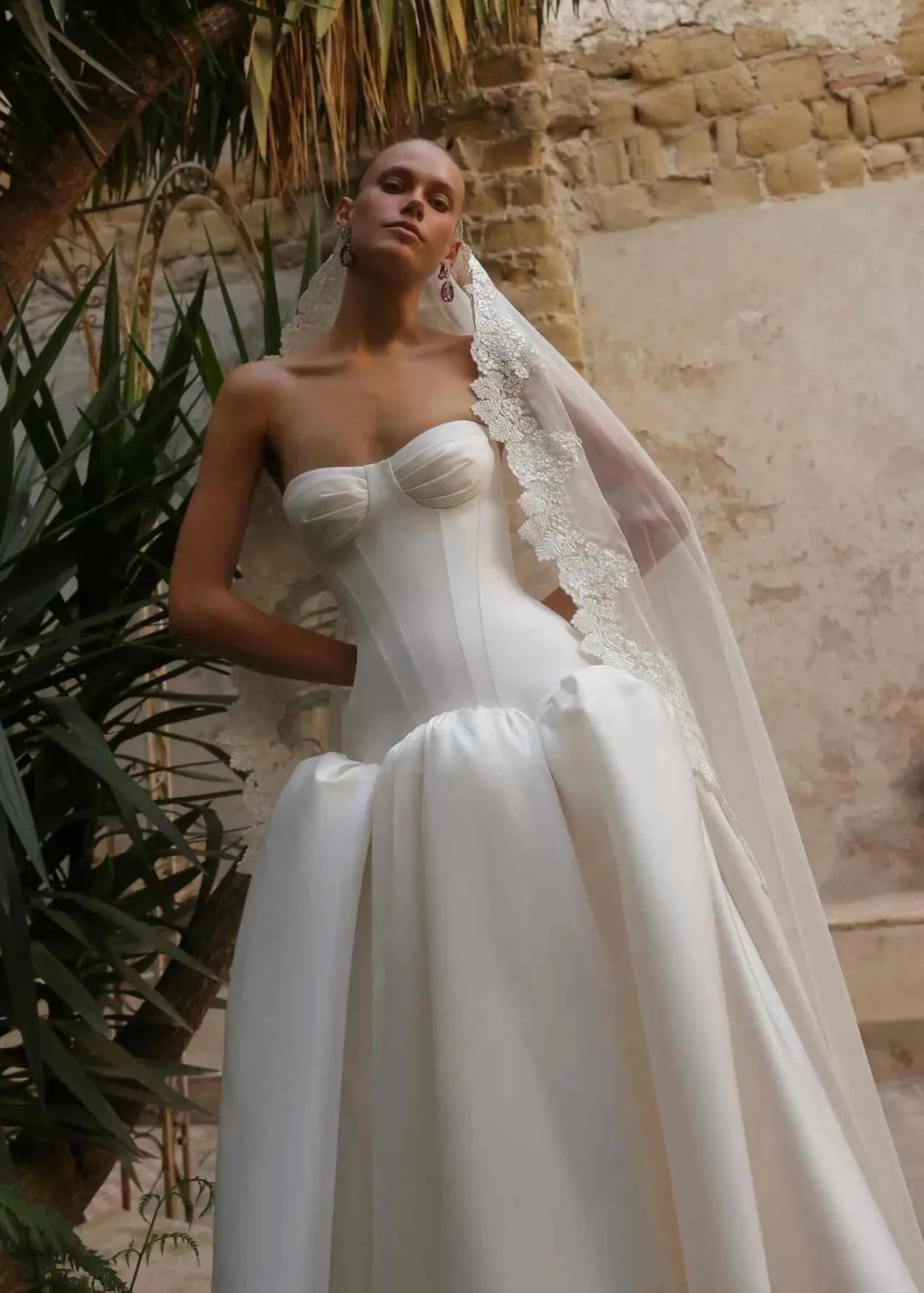 Satin Ball Gown Wedding Dress with Corset Bodice SW191 Sheer Fairy