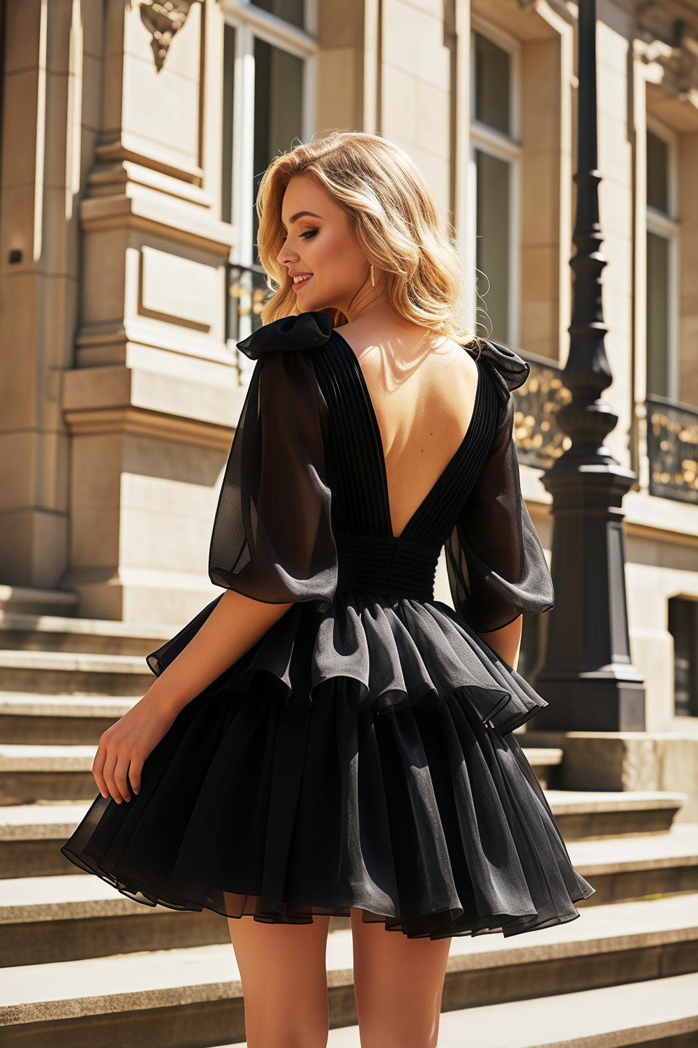 Hot Pink Tiered Tulle Fit-and-Flare Mini Homecoming Dress RM169 Sheer Fairy