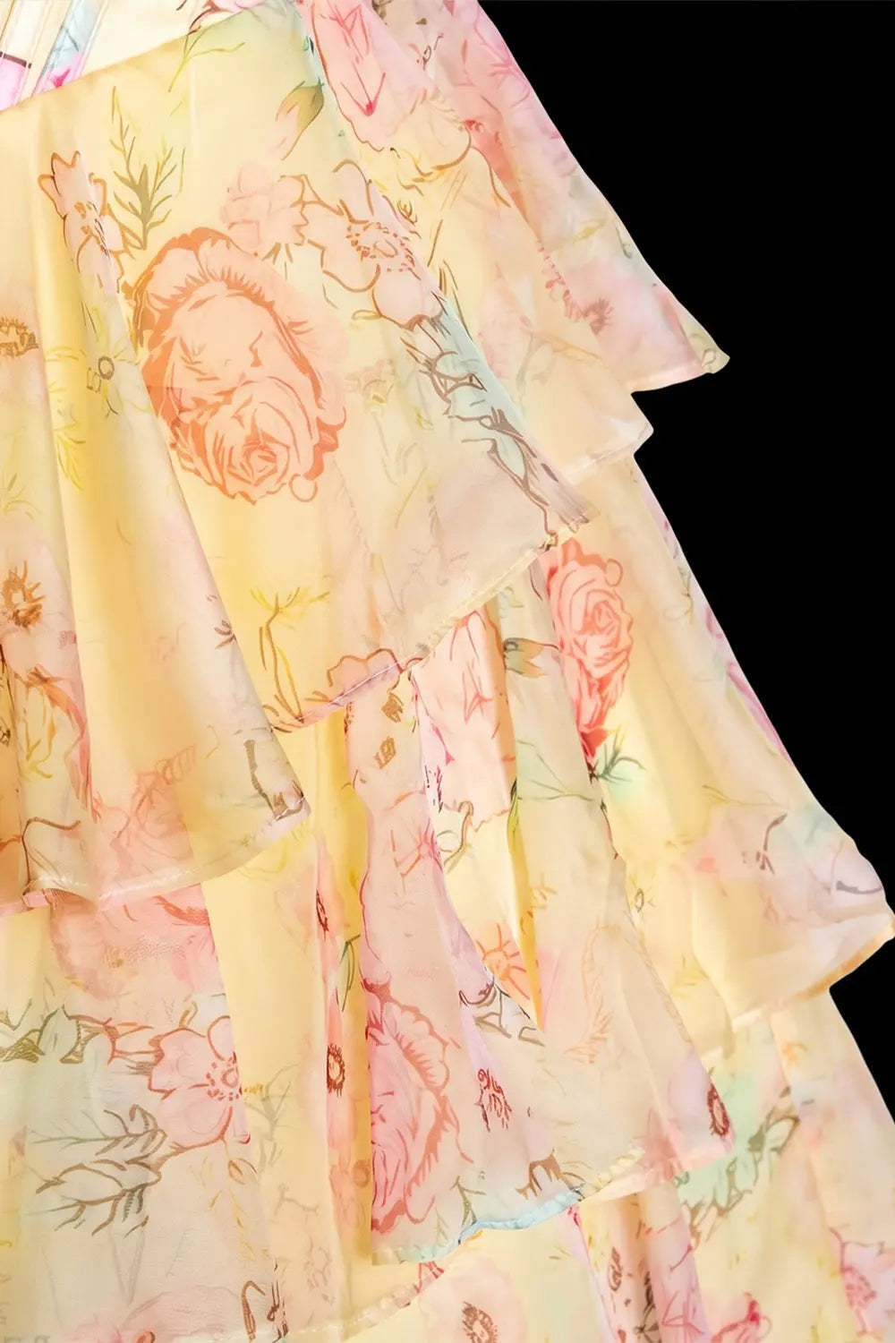 Yellow Floral Beaded Strapless Mini Dress RM197 Sheer Fairy