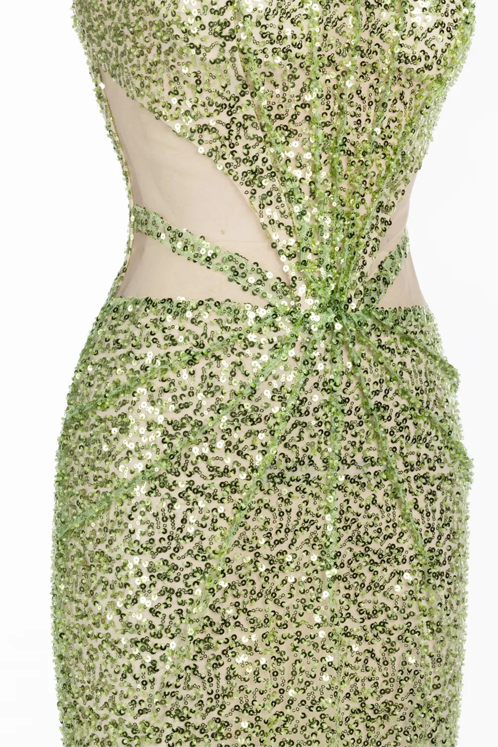 Green Strapless Cutout Sequin Formal Evening Dress ST060 Sheer Fairy