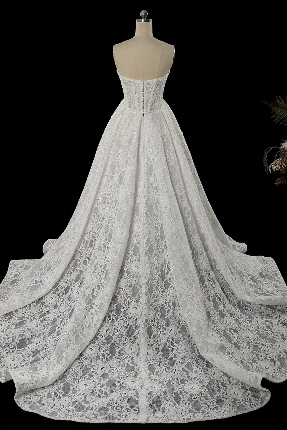 White Strapless Corded Lace Wedding Dress SW753 Sheer Fairy