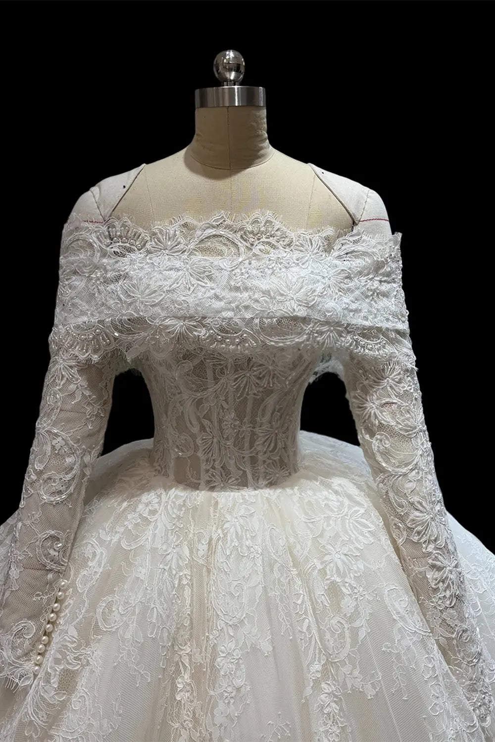 White Off Shoulder Ball Gown Wedding Dress SW690 Sheer Fairy